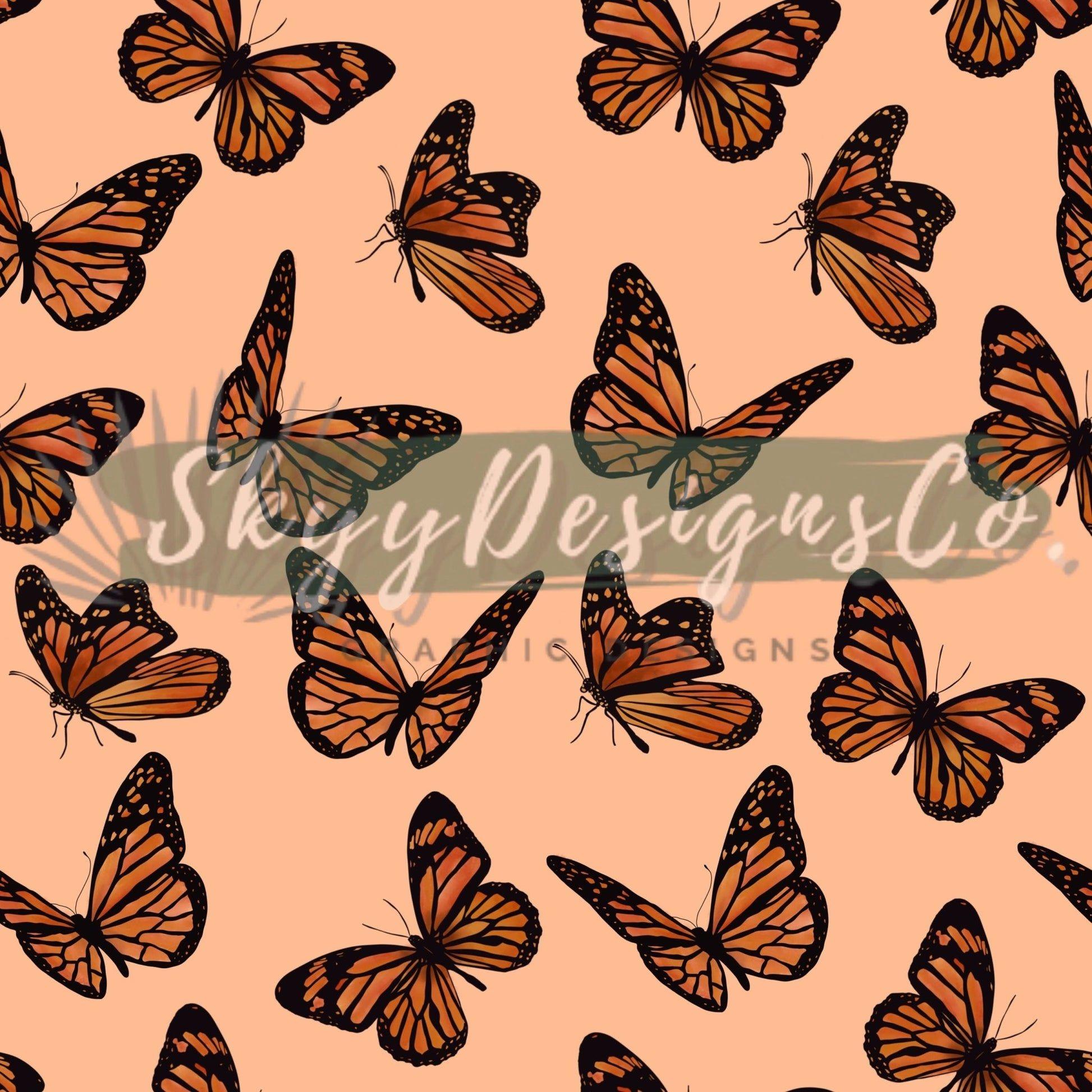 1946x1946 Orange monarch butterflies digital seamless pattern for fabrics and wa
