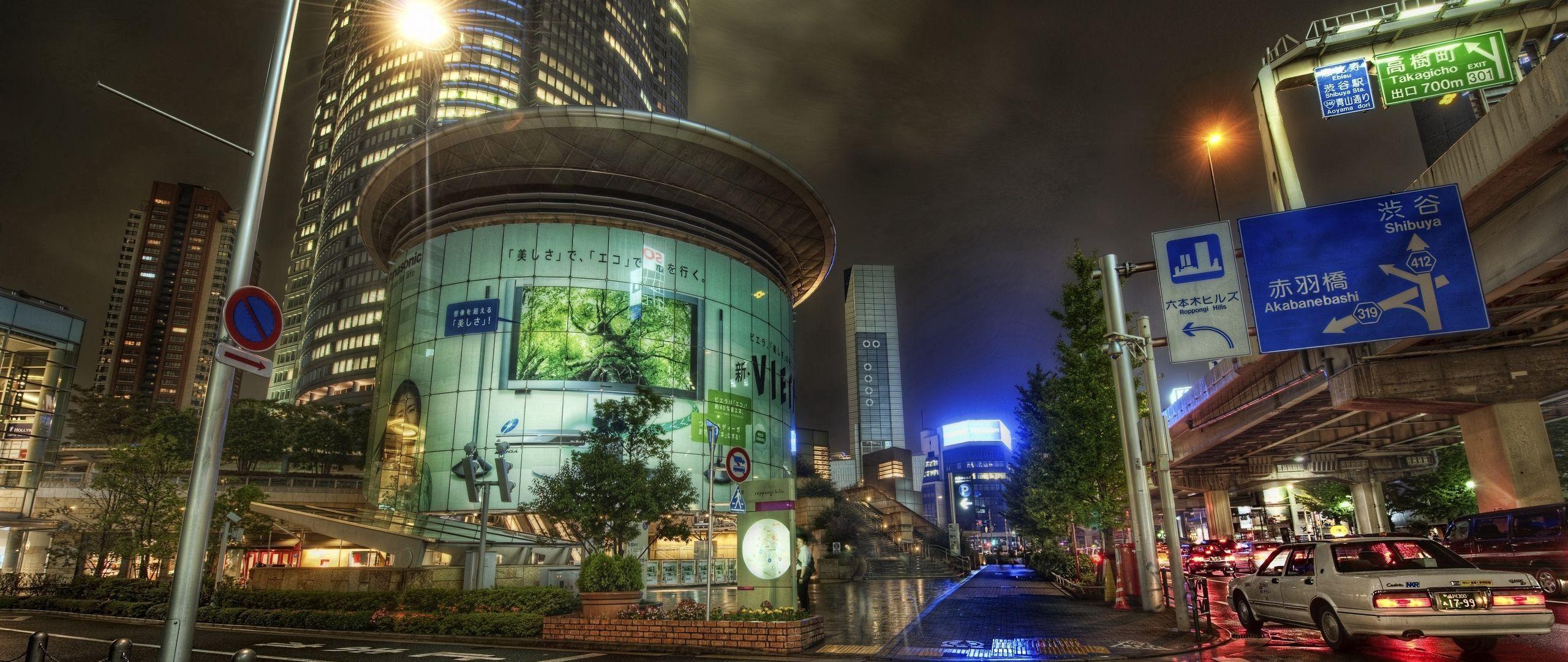 2560x1080 Download wallpaper 2560x1080 japan, street, road, night, metropolis dual wide 1080p HD background