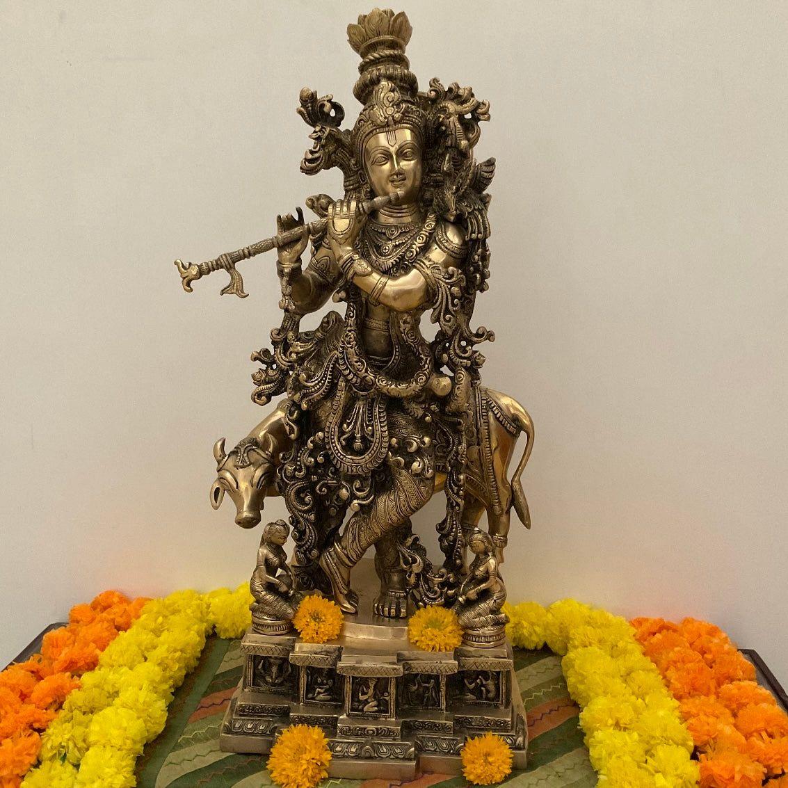 1133x1133 Lord Krishna Brass Idol & Statue. Indian Home Decor. Crafts N Chisel
