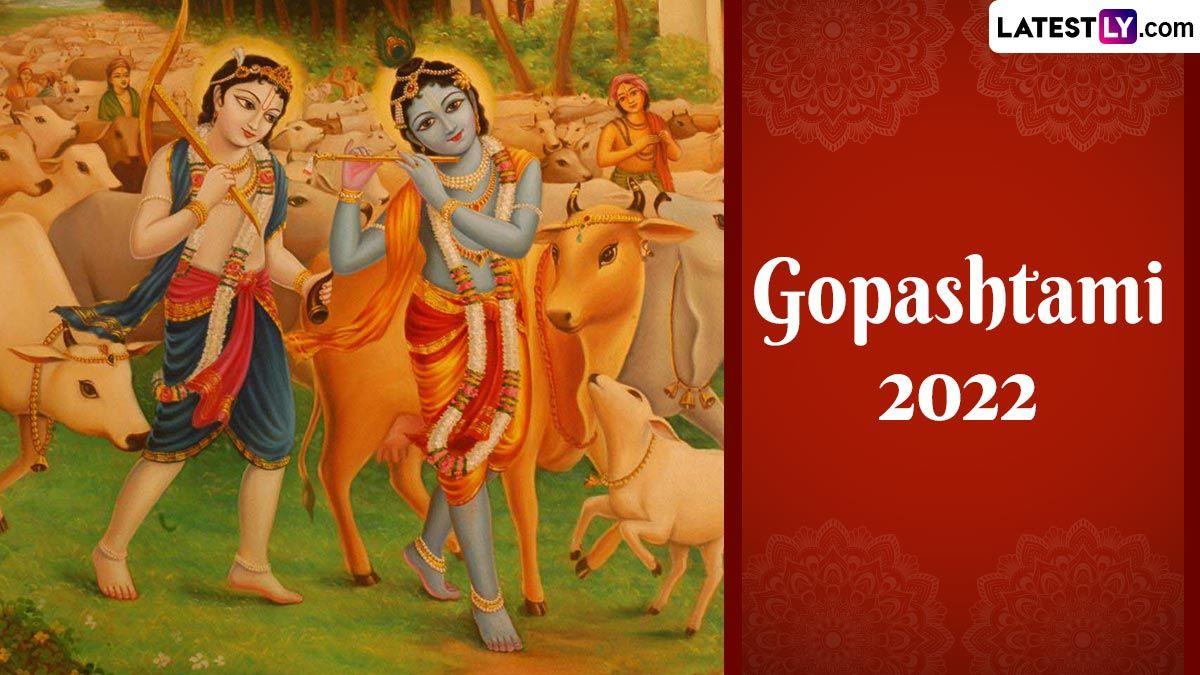 1200x675 Gopashtami 2022 Image & Lord Krishna HD Wallpaper For Free Download Online: Messages, Wishes and Greetings To Celebrate The Holy Day Dedicated To Cows