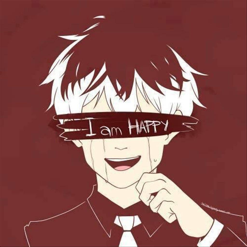 1024x1024 Download I am happy Alone Sad Anime Boys Wallpaper