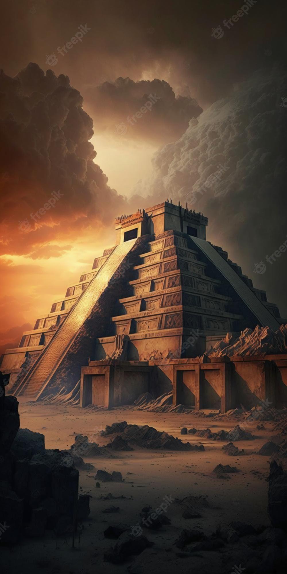 1000x2000 Premium Photo. Surreal teotihuacan pyramids