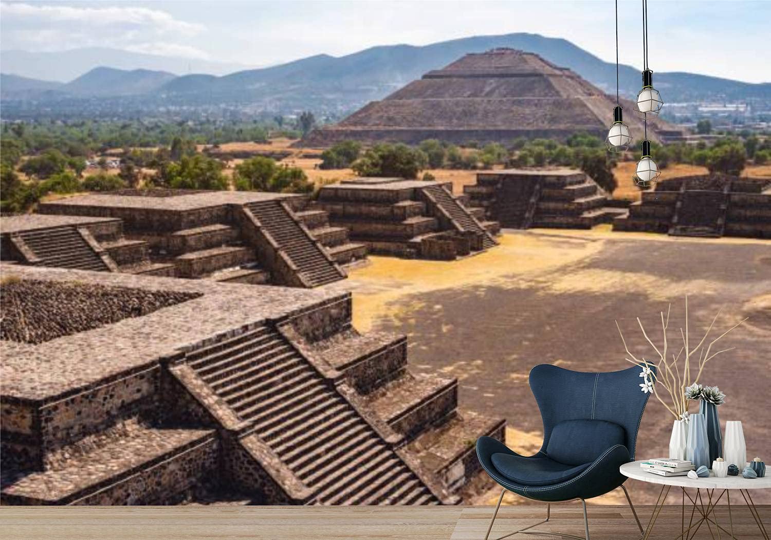 1500x1050 SIVRNMXOWTE Wallpaper Peel & Stick View Of The Pyramid Of The Sun At The Ancient City Of Teotihuacan Large Wallpaper Remover Self Adhesive Wall Mural Sticker Poster Home Decor For Living Room Bedroom