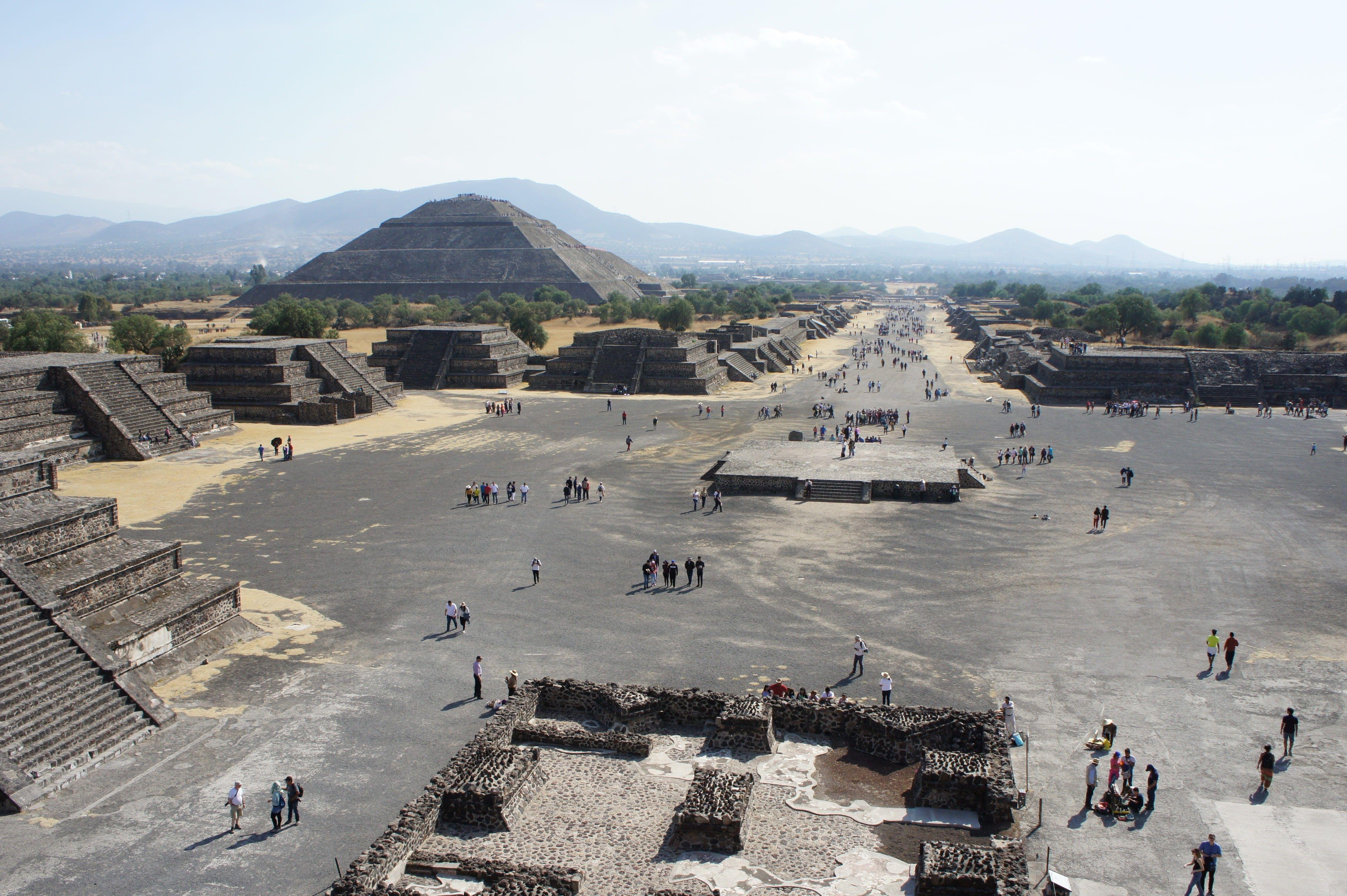 4592x3056 Wallpaper / ancient civilization, teotihuacan, the past, 4K, history, visit, real people, outdoors, travel destinations, group of people, nature, pyramids, high angle view free download