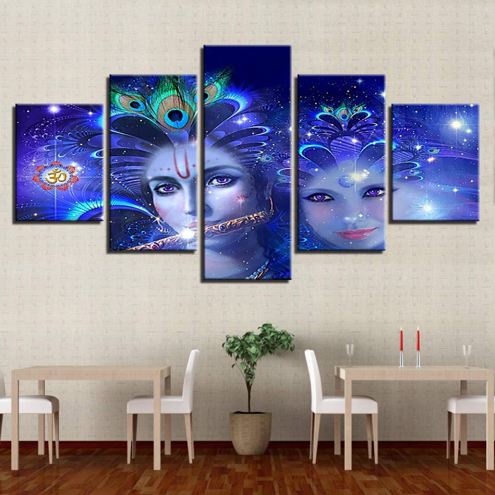 1001x1001 Hanging Painting Art Painting Wallpaper Mural FASHIONS 5 Pieces Canvas Painting Canvas Painting Modular HD Prints Picture Home Decor 5 Pieces Beautiful Hindu God Radha And Krishna Poster Living Room: Buy Online