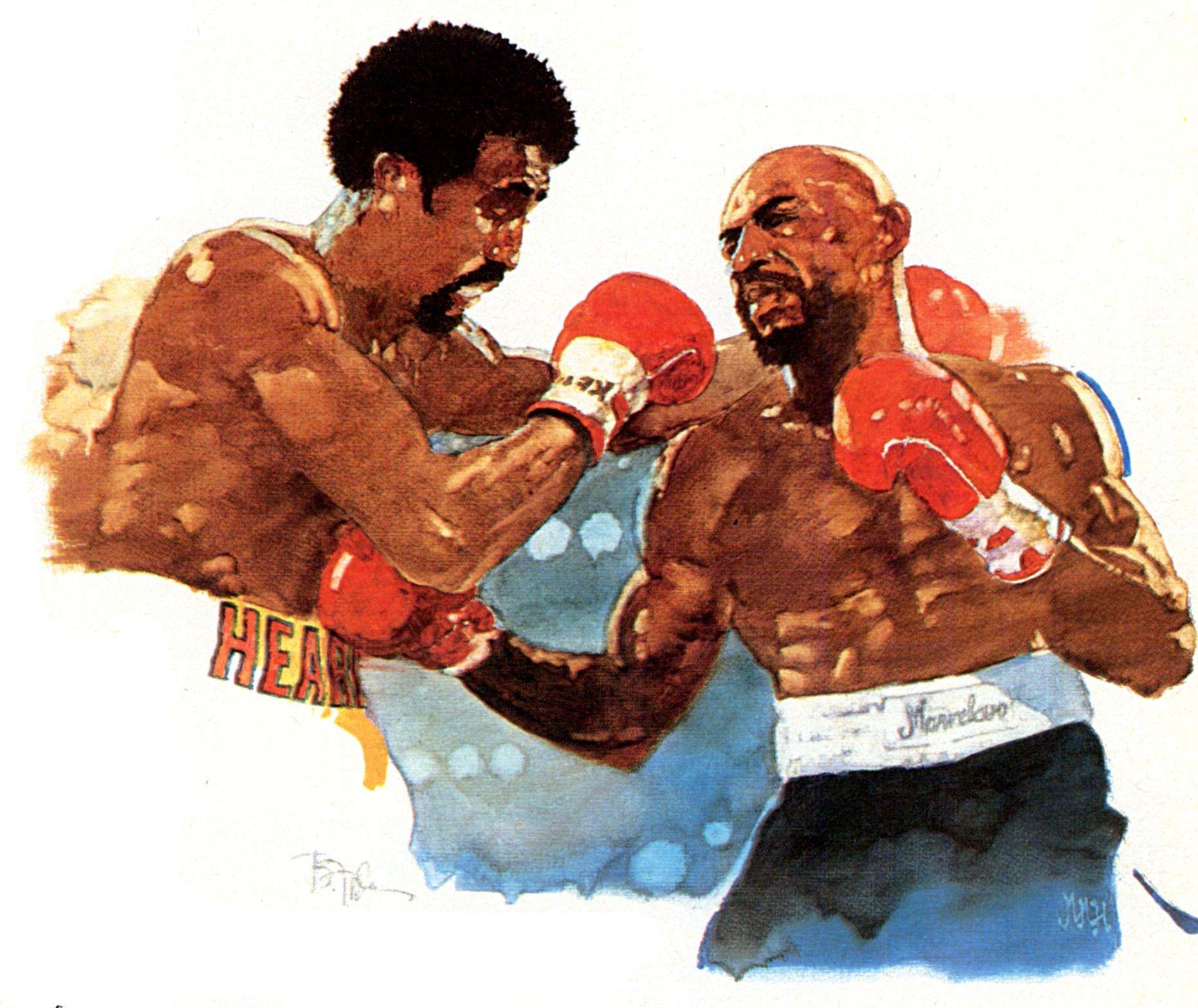 1862x1567 Thomas Hit Man Hearns vs. Marvelous Marvin Hagler by Bart Forbes. Boxing posters, Marvelous marvin hagler, Boxing history