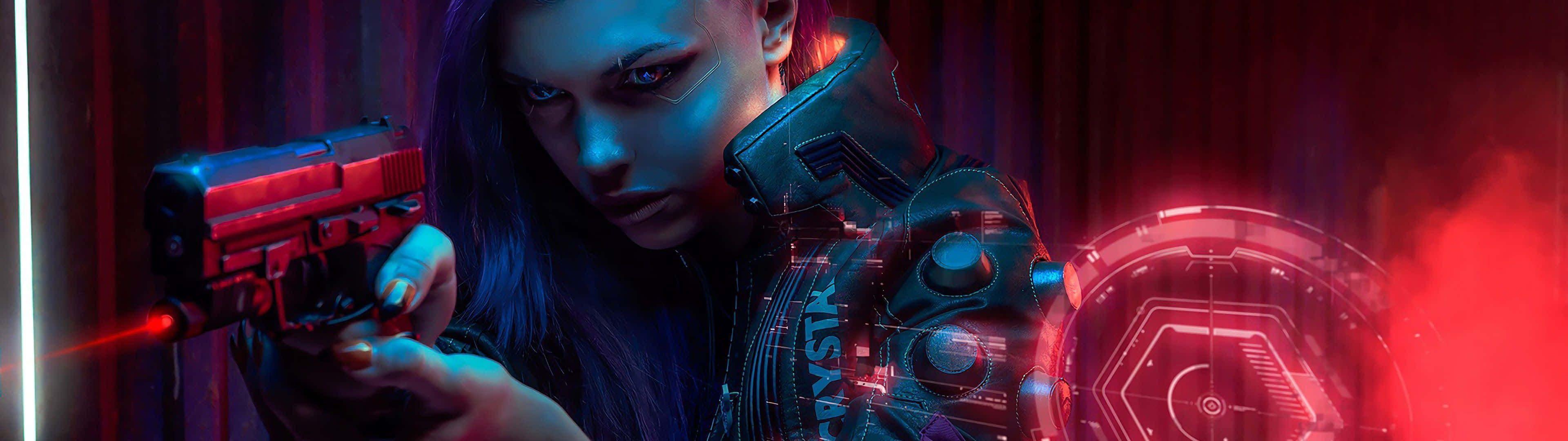 3840x1080 Gaming Cyberpunk Scene Wallpaper