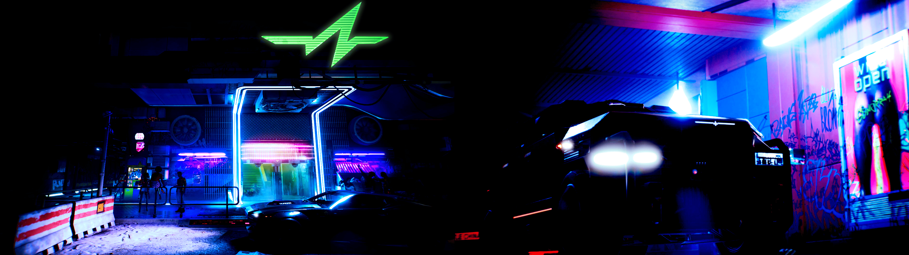 3840x1080 Made a darker neon centric 3840x1080 wallpaper from a couple of my in game screenshots in case you're looking for a change on your dual screen setup