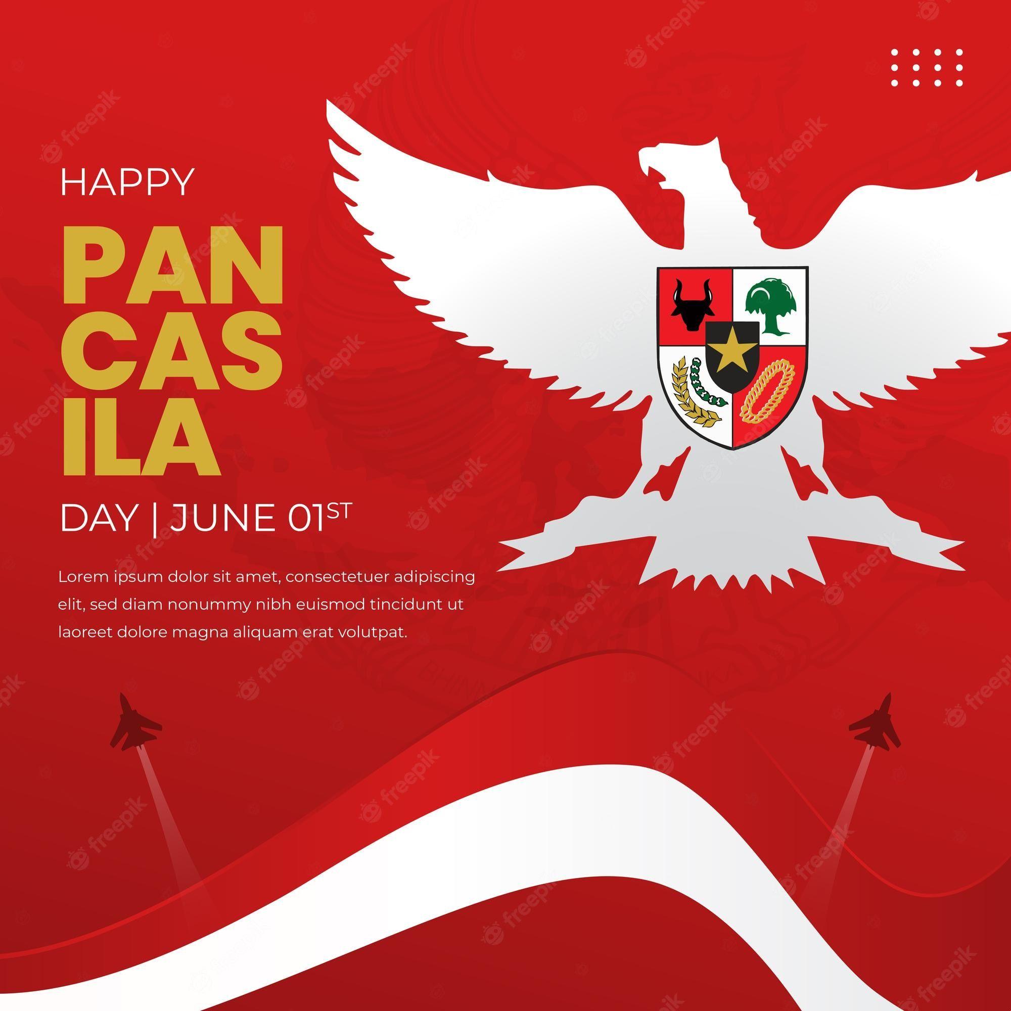2000x2000 Premium Vector. Indonesian national pancasilas day june 1st banner on red background design