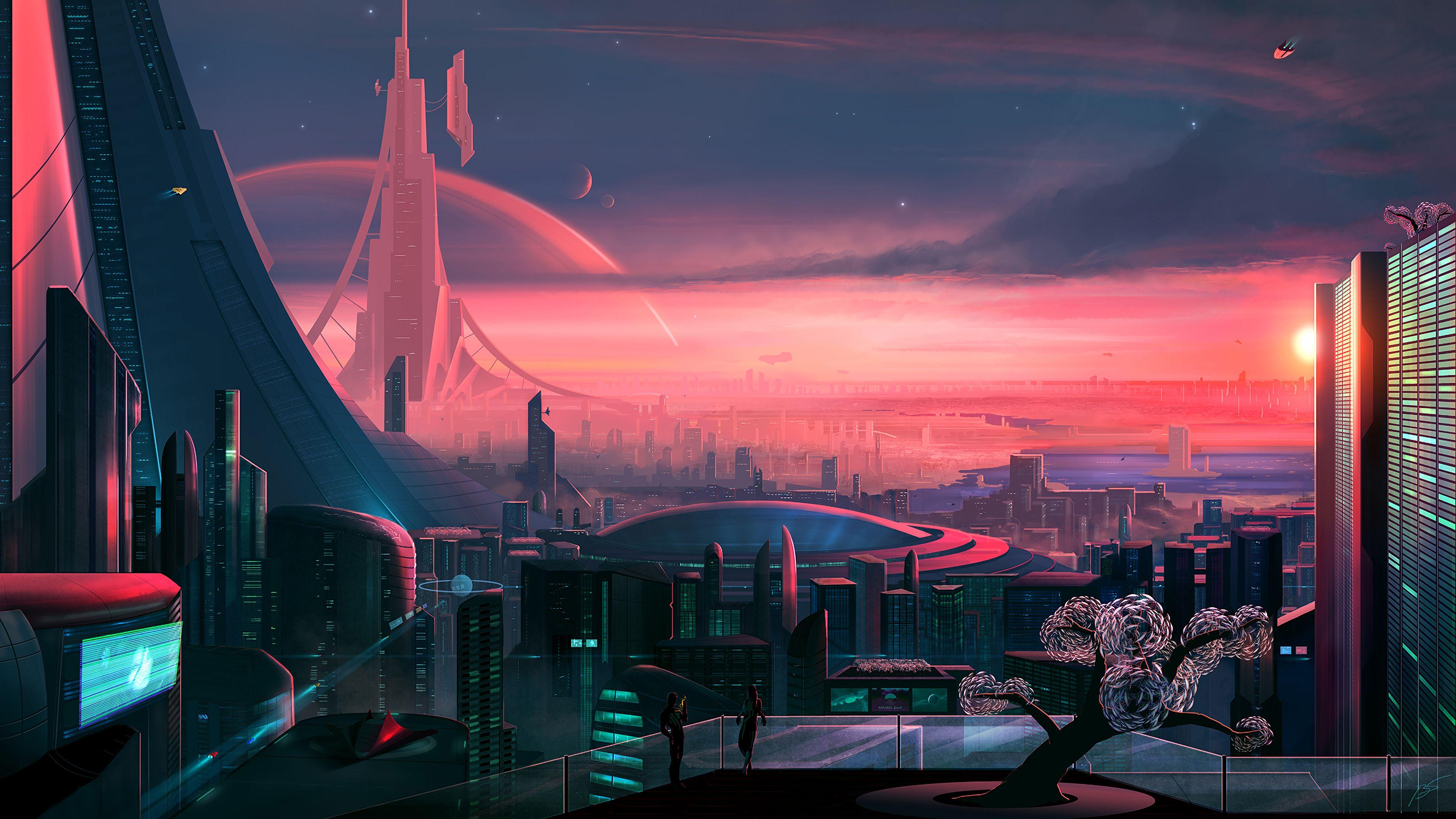 3840x2160 Sci Fi, City, Scenery, Digital Art, 4K Gallery HD Wallpaper