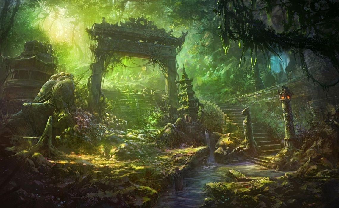 1139x700 Jungle Temple Wallpaper