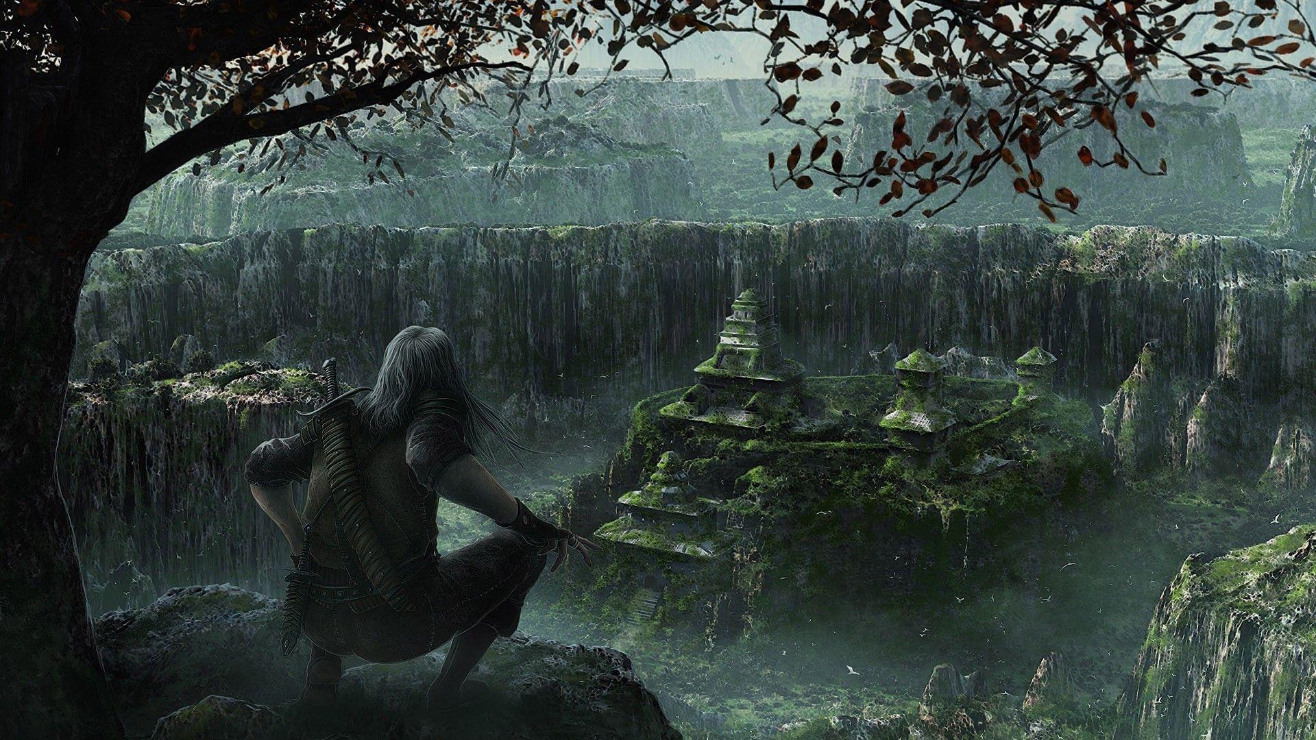 1920x1080 Download wallpaper jungle, temple, thief, section fantasy in resolution 1920x1080