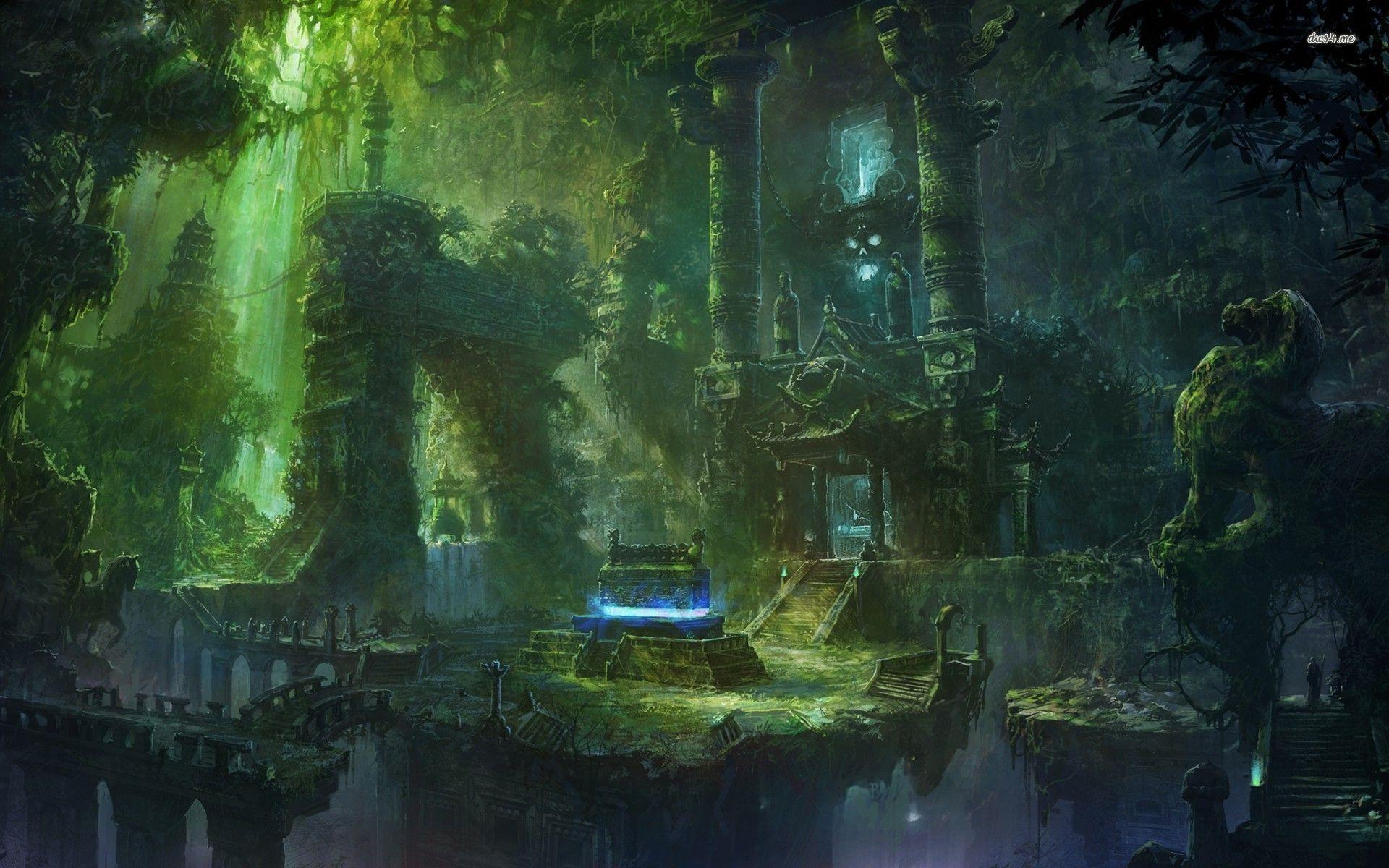 1920x1200 Fantasy Temple Wallpaper