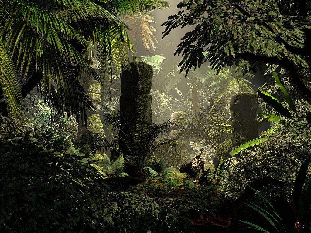 1024x768 Temple Ruins I. Fantasy landscape, Jungle temple, Temple ruins