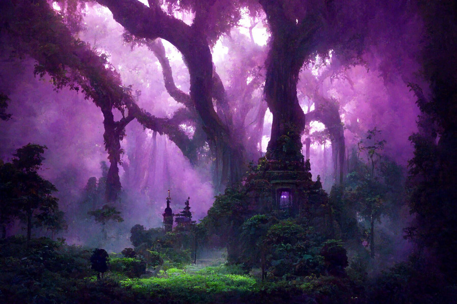 1800x1200 Download Temple In Mystical Forest Wallpaper