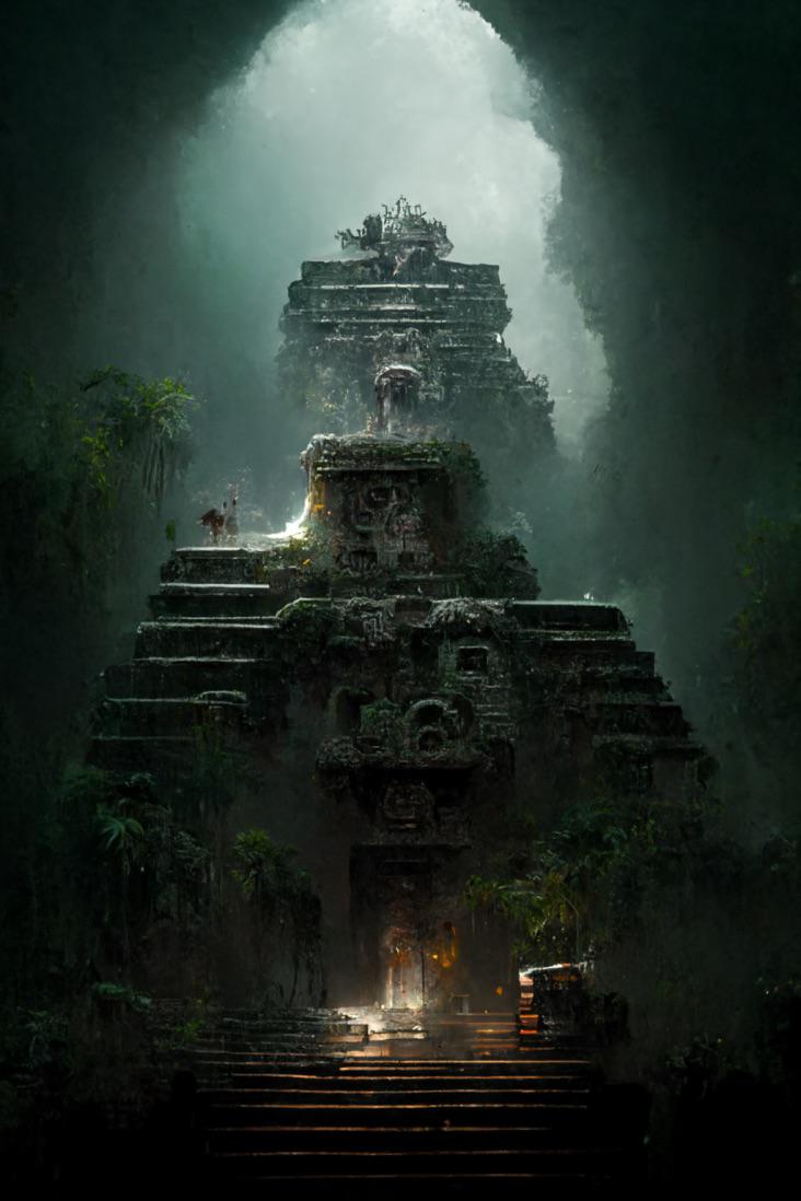732x1098 Ancient Aztec Temple on Midjourney