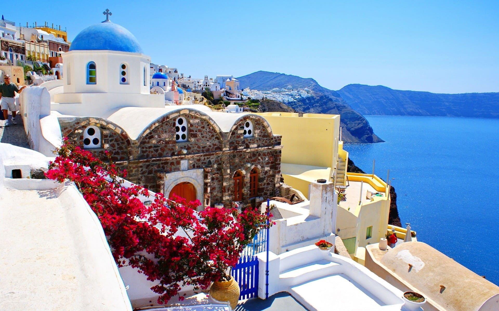 1920x1200 Wallpaper / blue, summer, building exterior, town, building, landscape photography, house, aegean, travel destinations, Santorini, sky, greek, day, travel, architecture free download