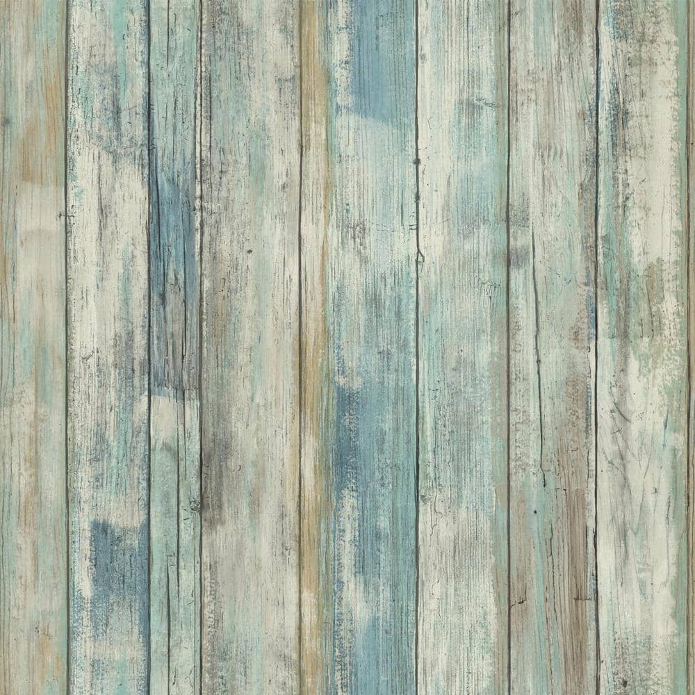 1000x1000 RoomMates Blue Distressed Wood Vinyl Peel & Stick Wallpaper Roll (Covers 28.18 Sq. Ft.) RMK9052WP Home Depot