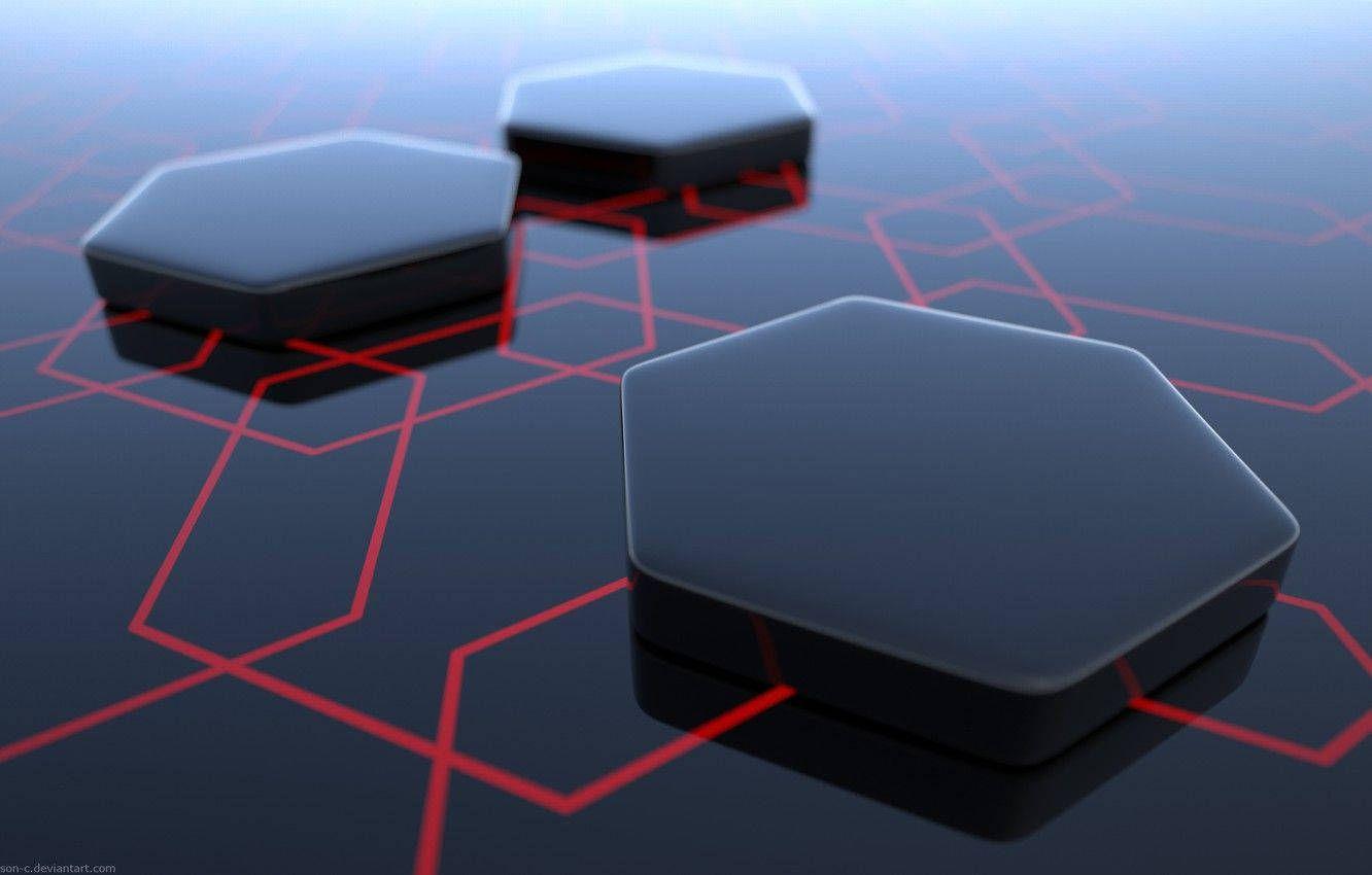 1332x850 Download Cyber Hexagon In Black Wallpaper