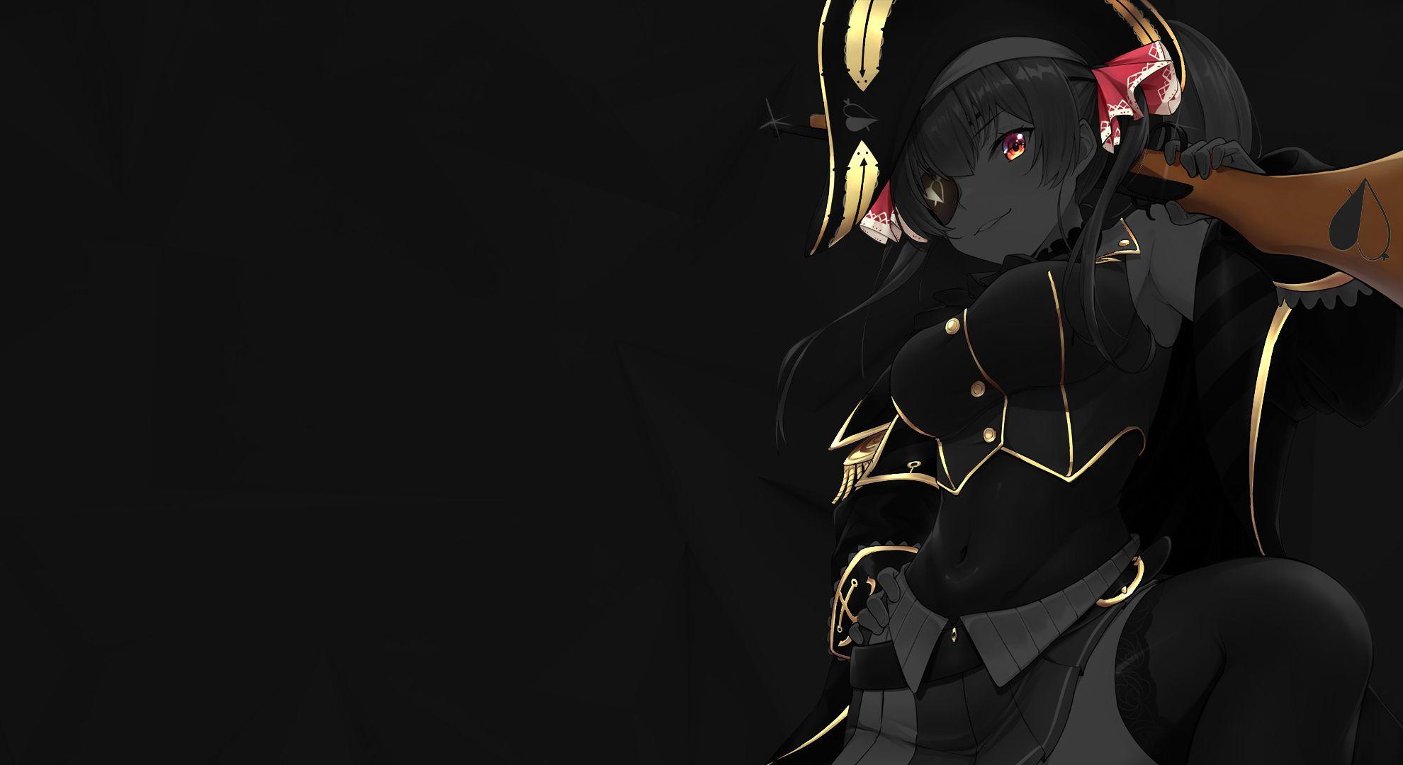 1980x1080 Houshou Marine, monochrome, selective coloring, anime, anime girls, Hololivex1080 Wallpaper