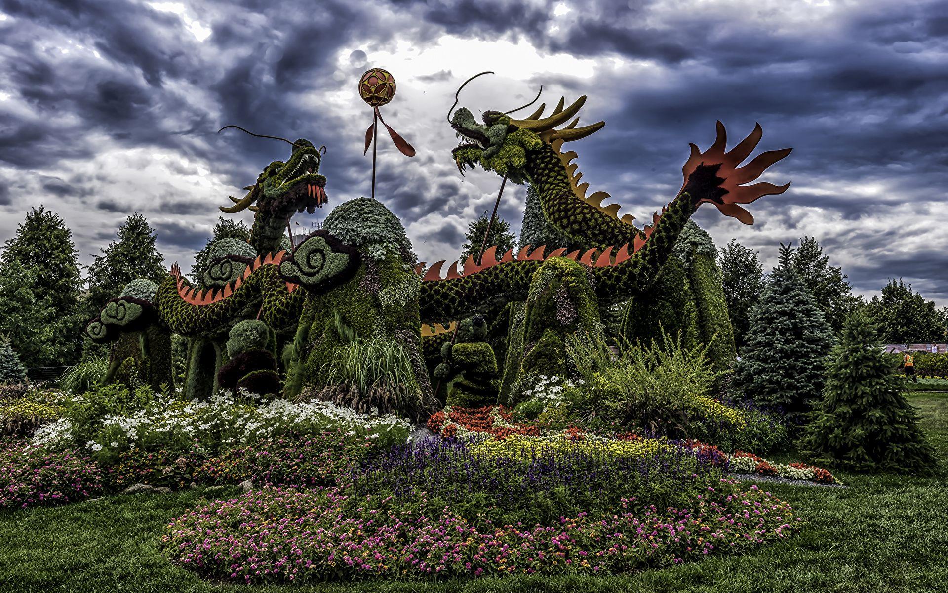 1920x1200 Picture Dragons Canada Chinese Ottawa Nature Parks Design 1920x1200