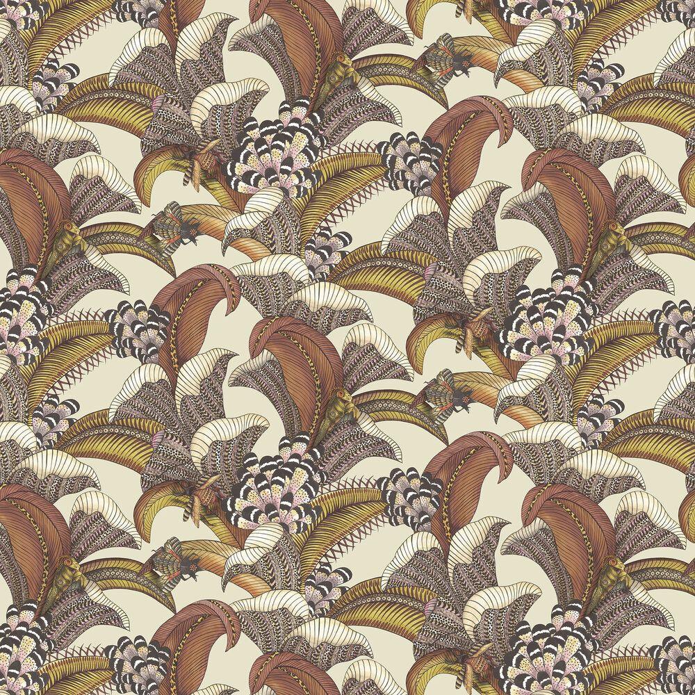 1000x1000 Hoopoe Leaves by Cole & Son, Canary Yellow & Fuchsia on Stone : Wallpaper Direct