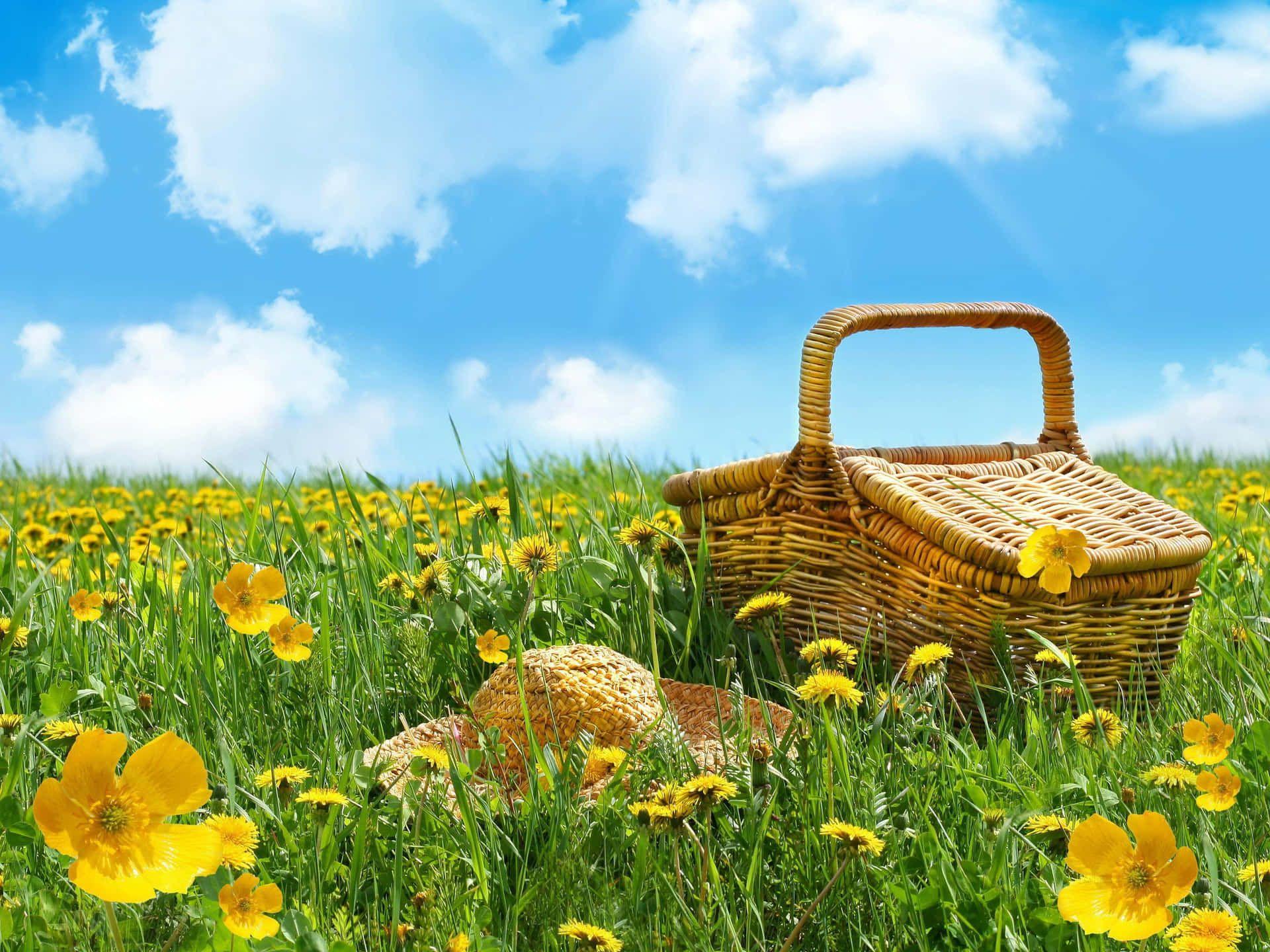 1920x1440 Download Picnic Basket And Hat Picture
