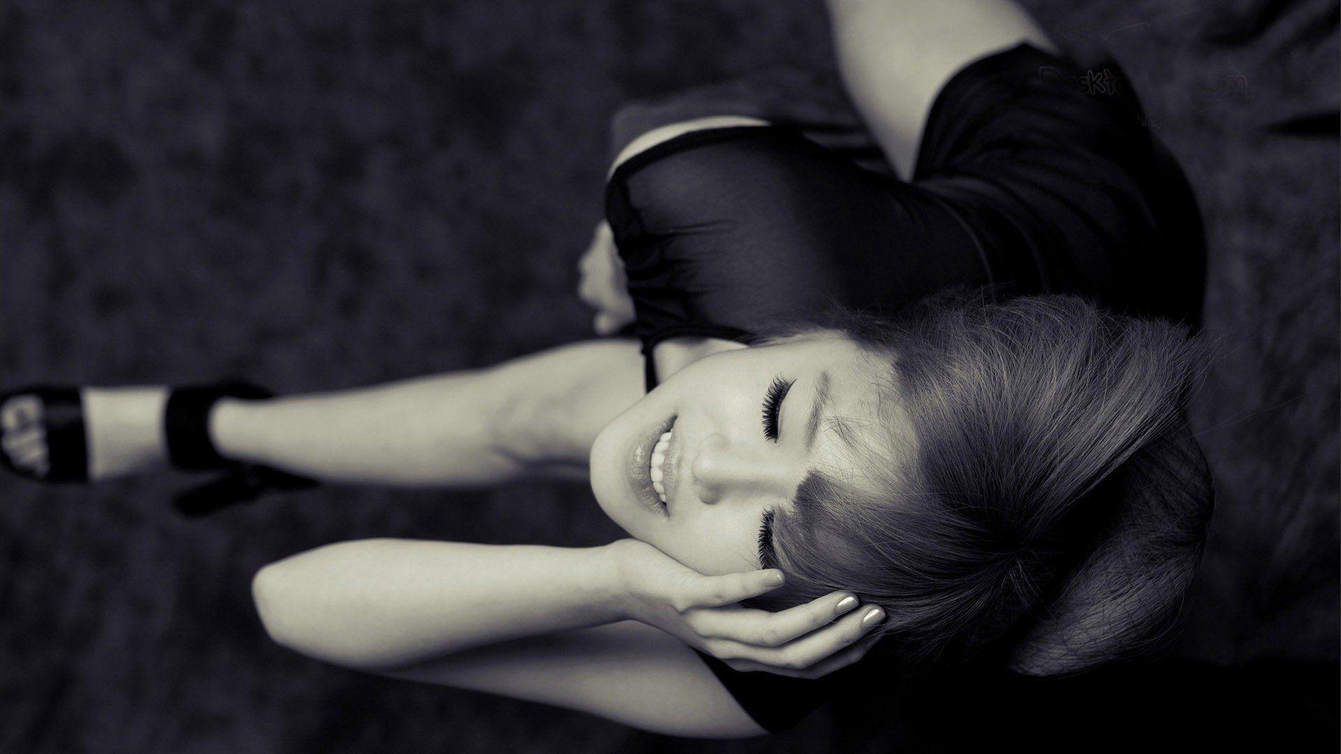 1920x1080 women, Model, Brunette, Long hair, Asian, Women outdoors, Jun Hyoseong, Musicians, Closed eyes, Monochrome, Dress HD Wallpaper / Desktop and Mobile Image & Photo