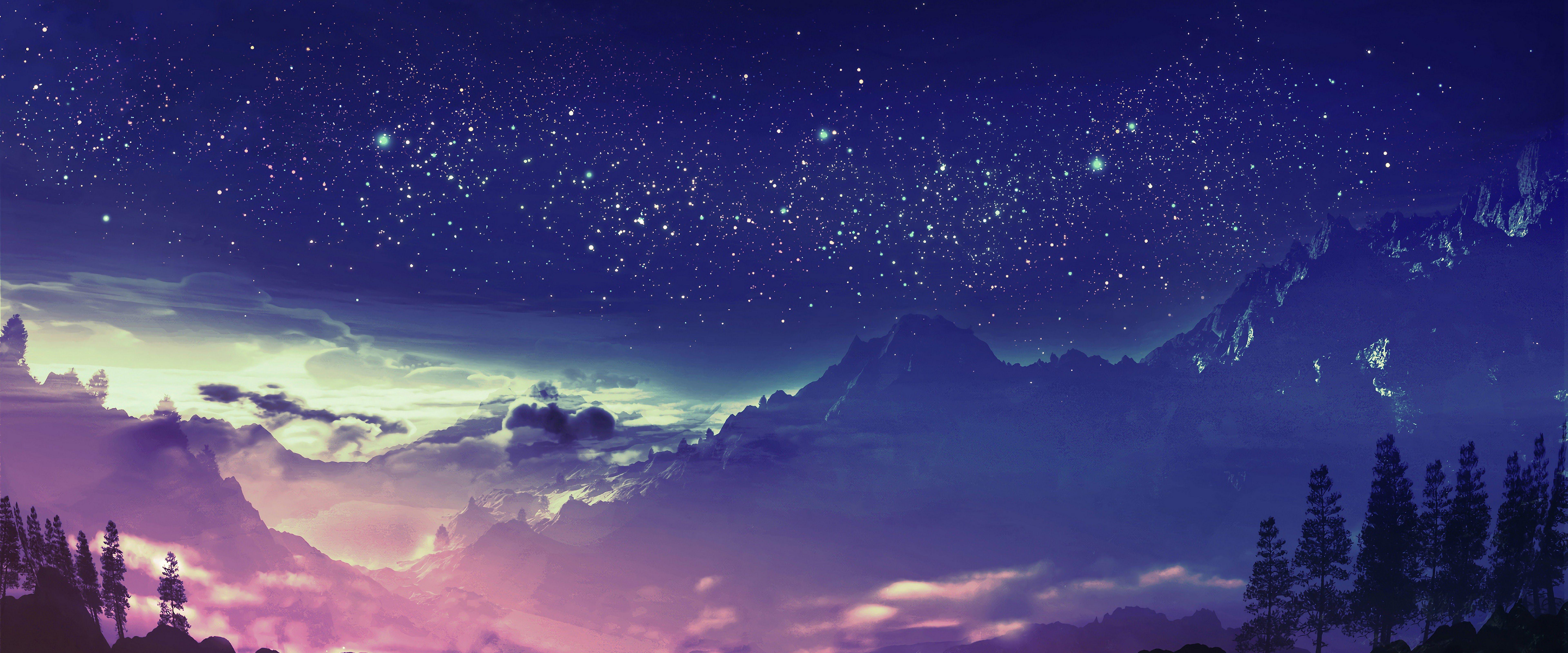 7680x3200 Ultra Wide Anime Landscape Wallpaper