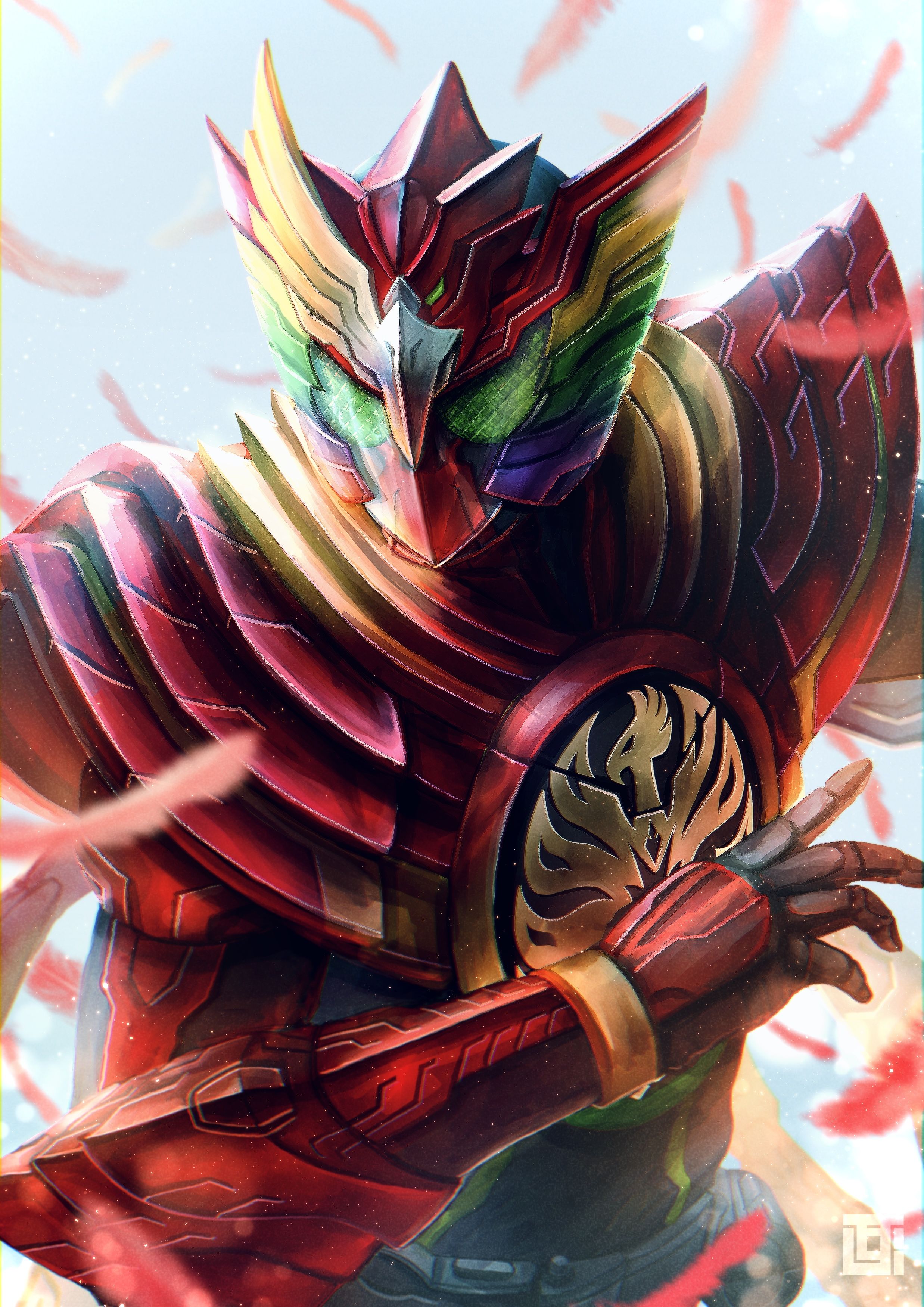 2475x3500 kamen rider ooo, tajador, and tajador eternity (kamen rider and 1 more) drawn