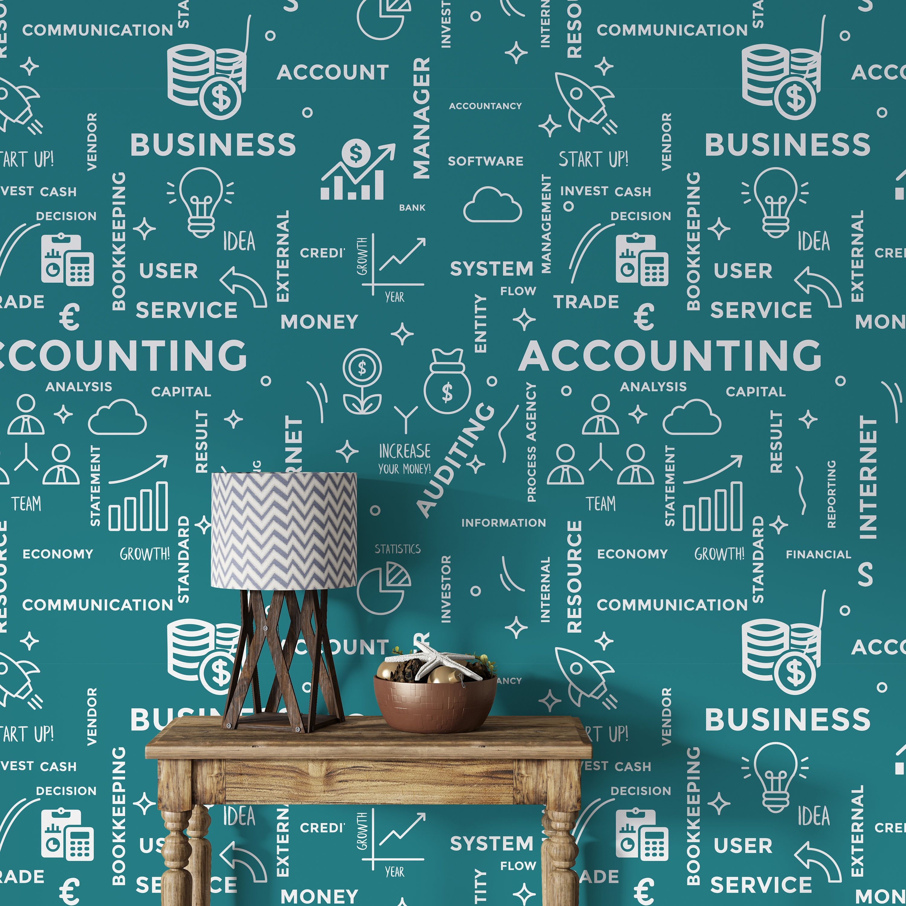3000x3000 Accounting Decor Office Wall Decal Teamwork Business Wallpaper