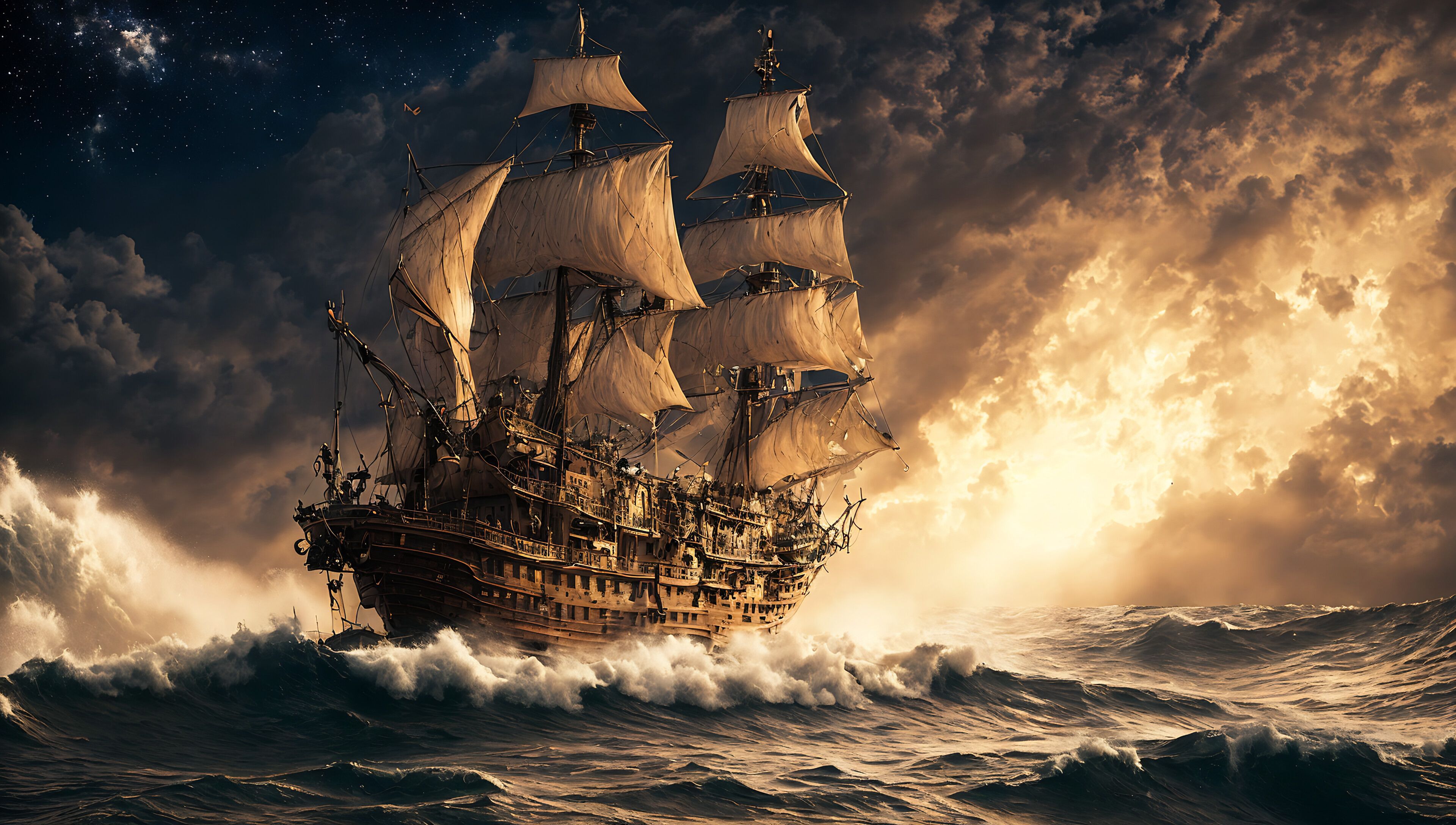 3840x2176 4K Wallpaper: Steampunk Pirate ship