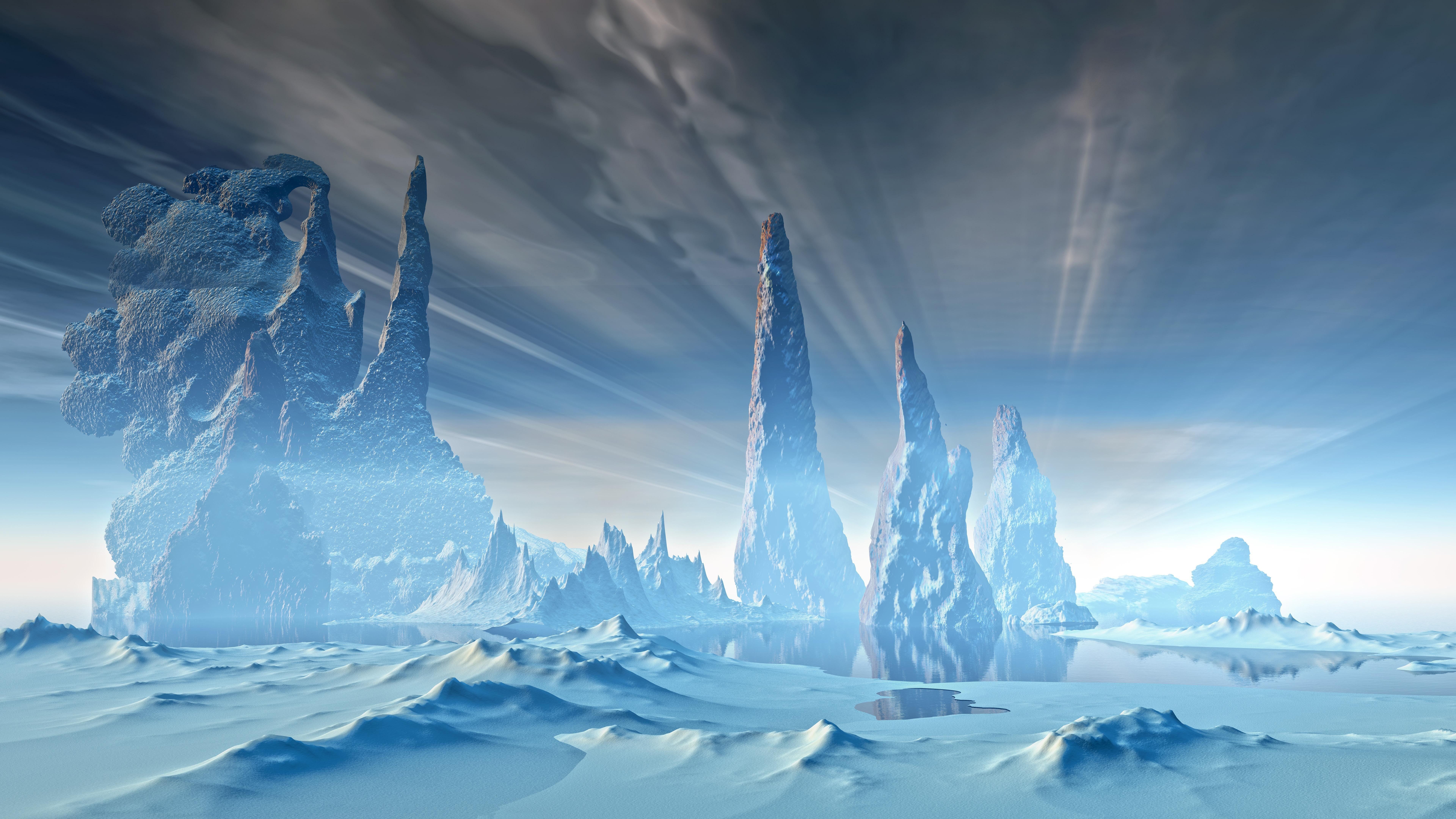 7680x4320 Wallpaper / winter, freezing, 8K, arctic, fantasy landscape, fantasy art, scifi, science fiction, artwork free download