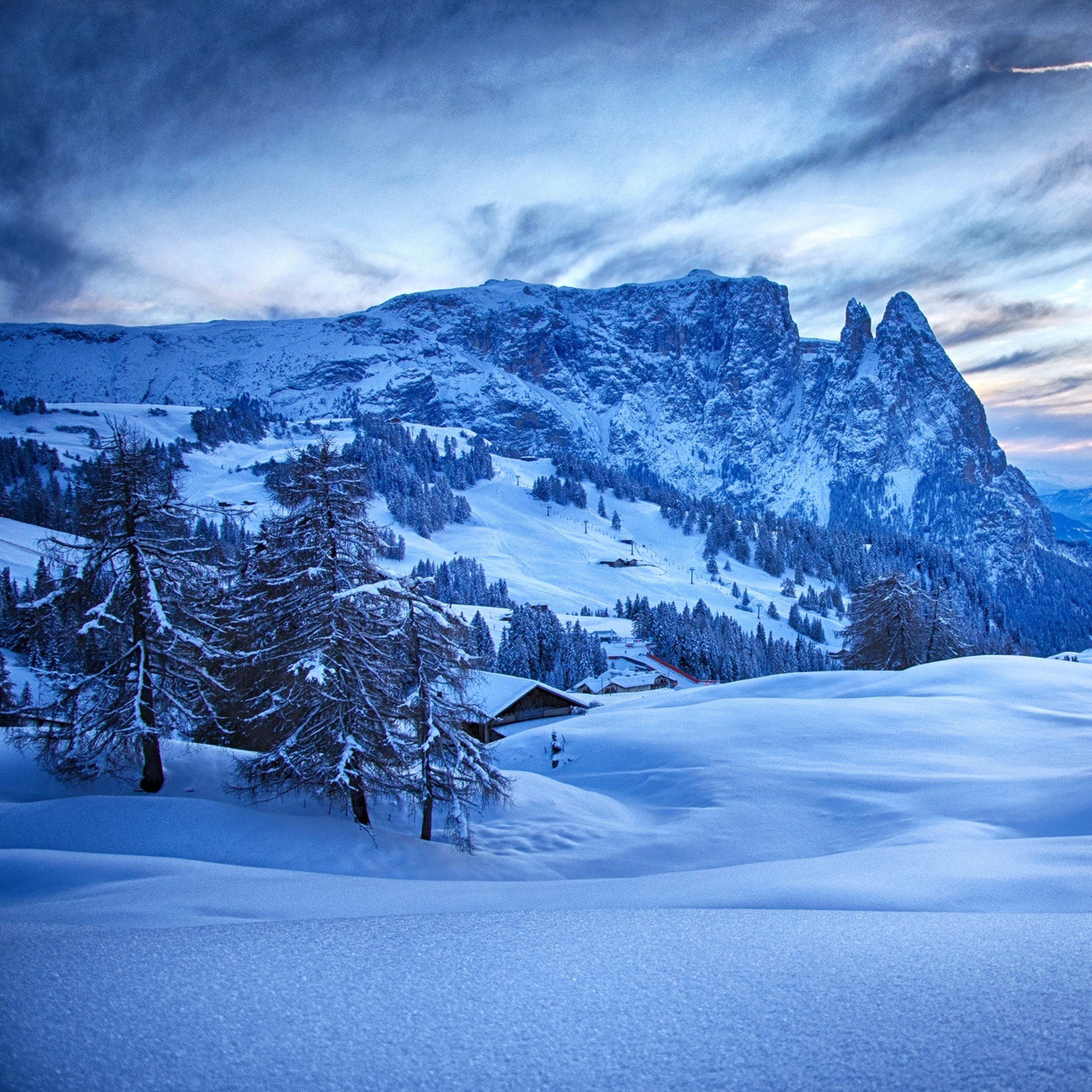 2732x2732 Mountain Blue Snow Winter Nature Ski