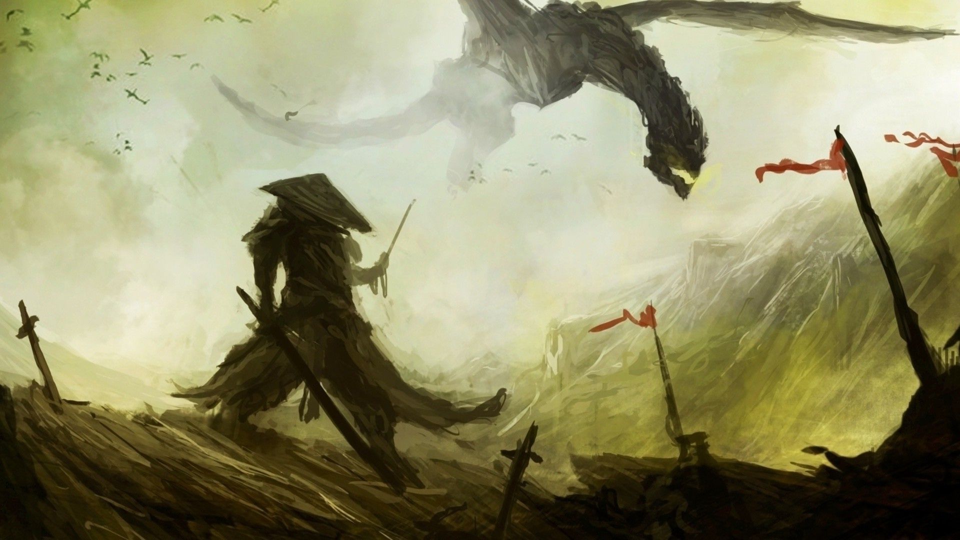 1920x1080 artwork, concept art, monochrome, alone, soldier, warrior, fantasy art Gallery HD Wallpaper
