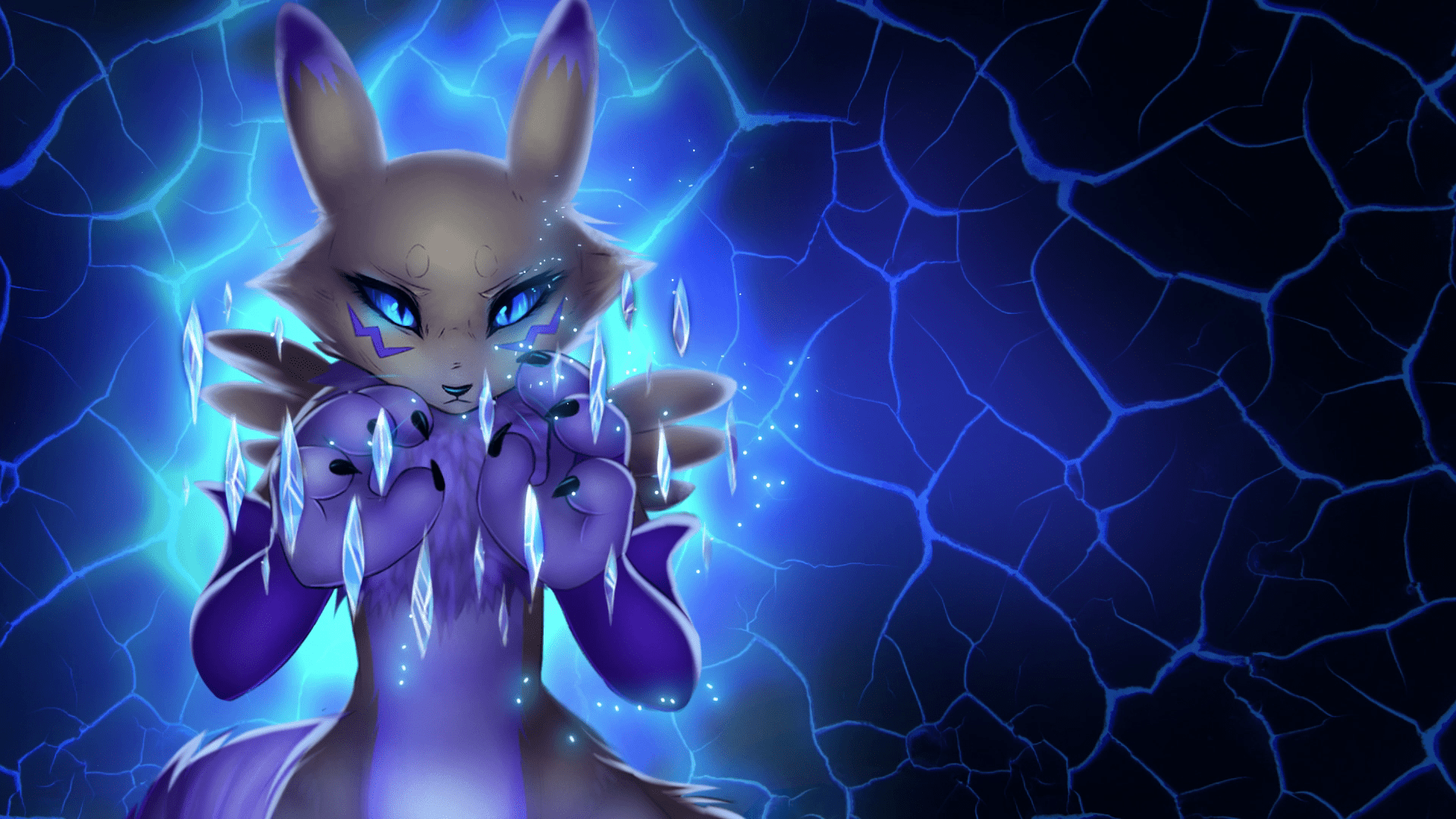 1920x1080 Renamon Crystals (Furry) Live Wallpaper