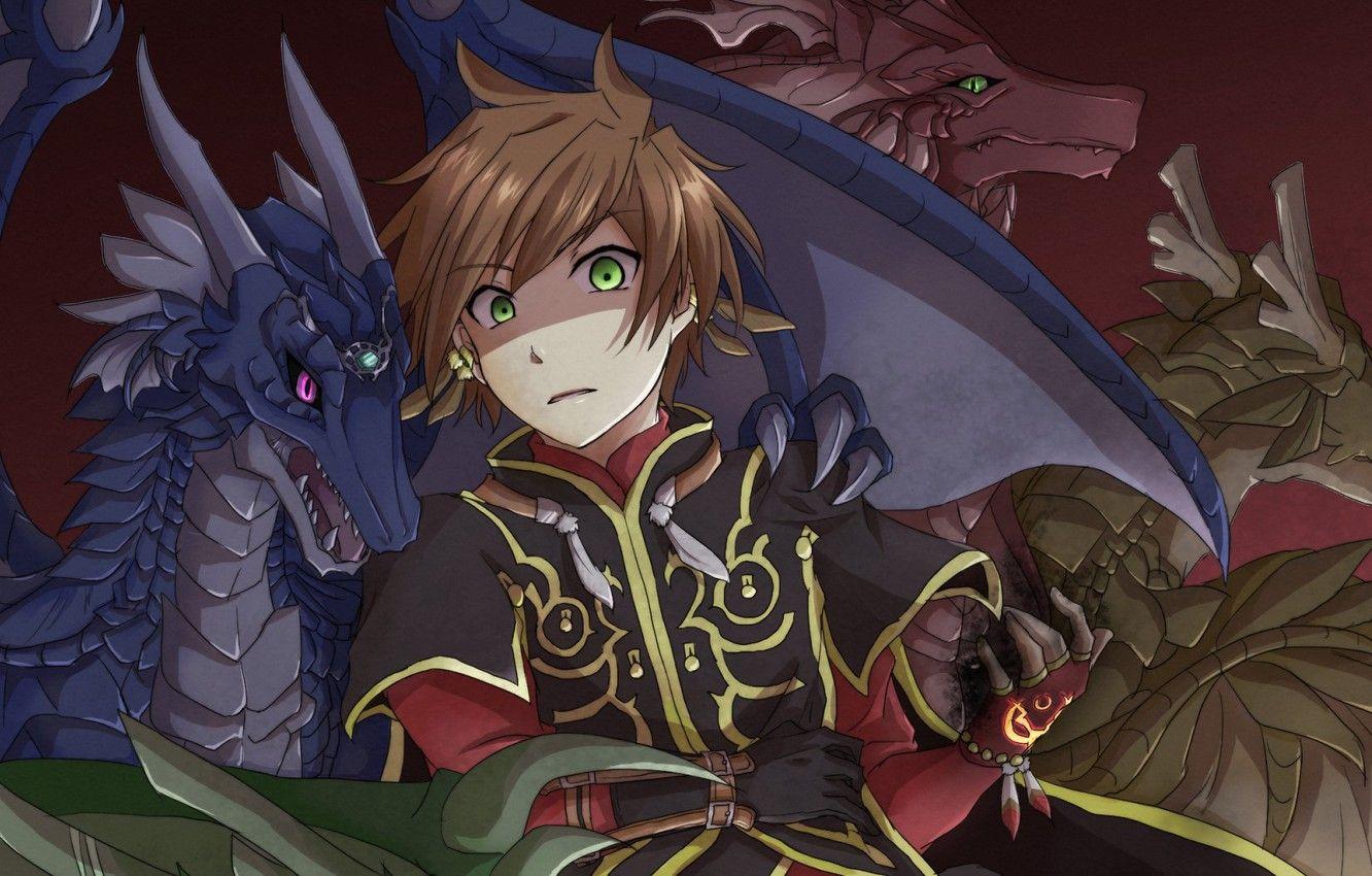 1332x850 Wallpaper game, anime, wings, boy, dragon, asian, warrior, japanese