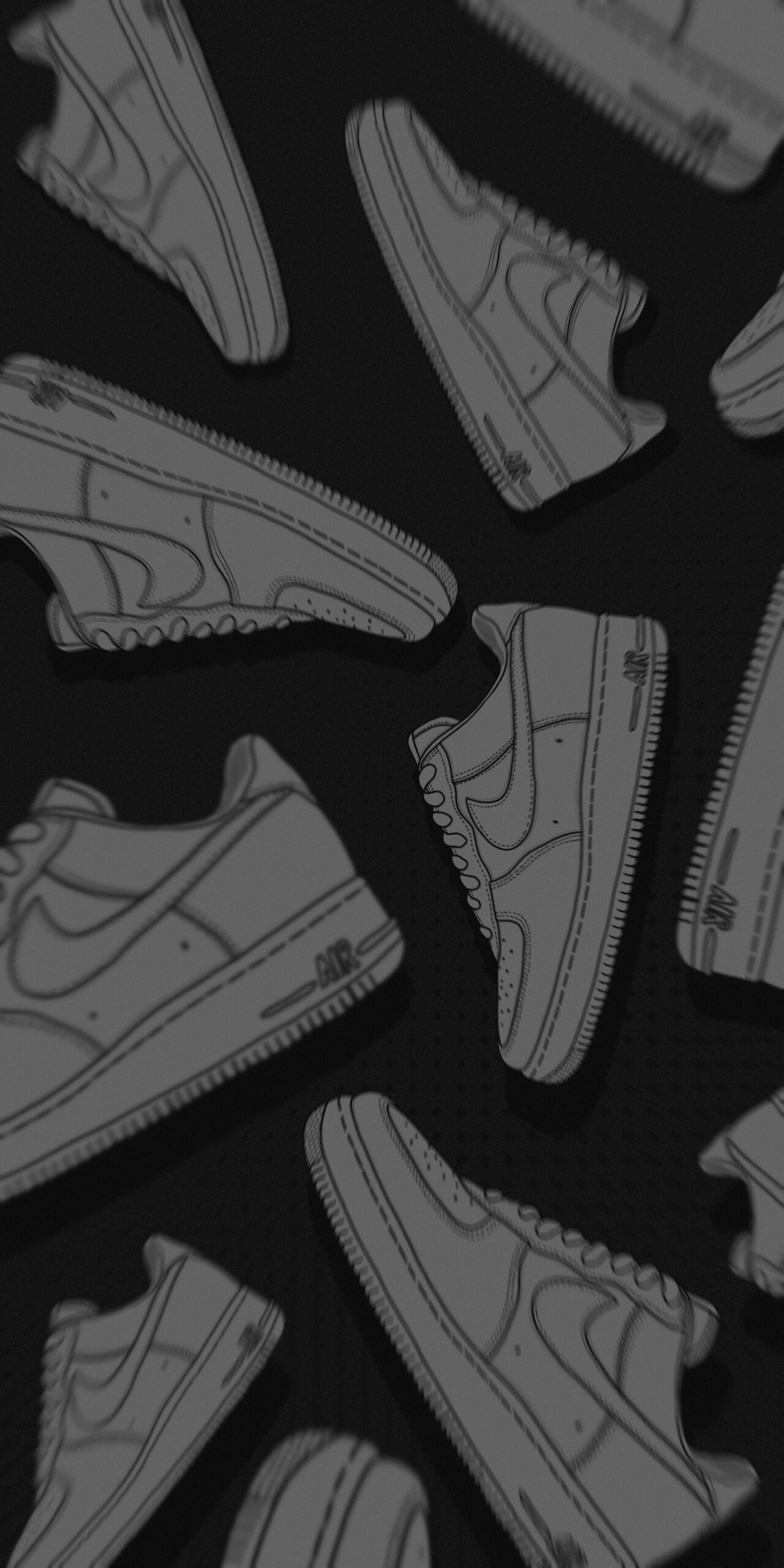 1280x2560 Nike Air Force 1 Shoes White & Black Wallpaper