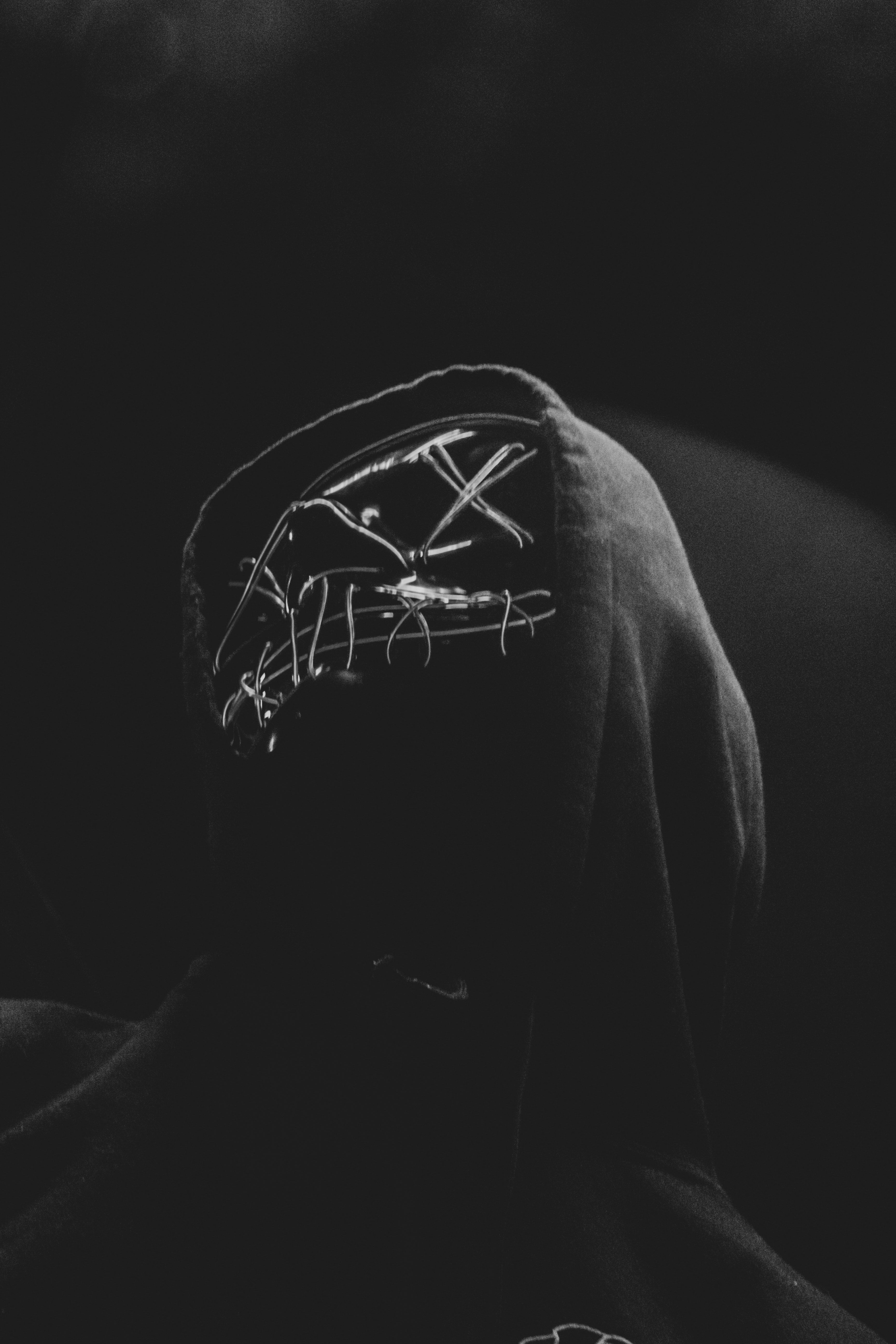3456x5184 Person in Hood on Black Background · Free