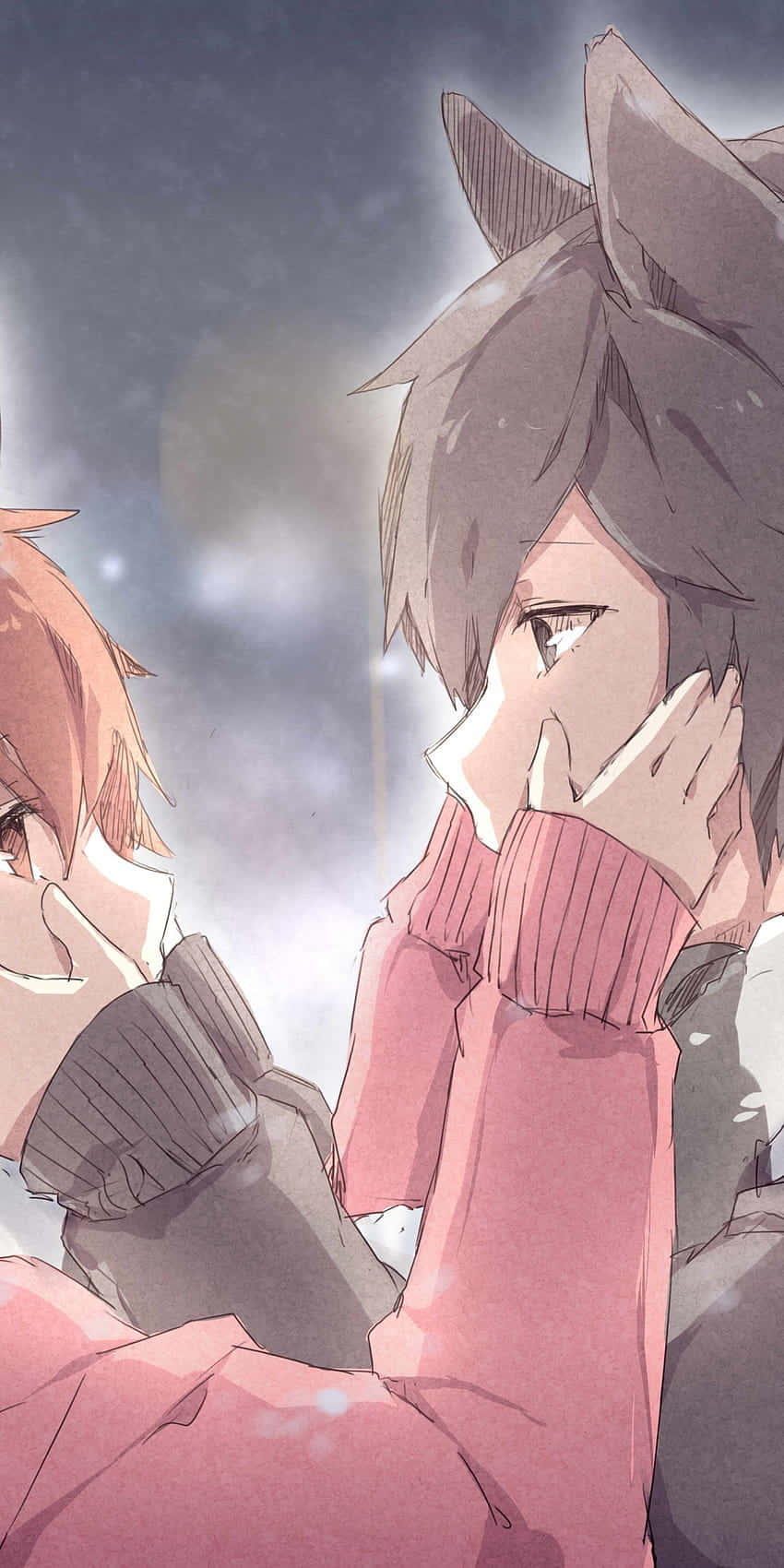 850x1700 Download Matching Anime Cat Ears Couple Wallpaper