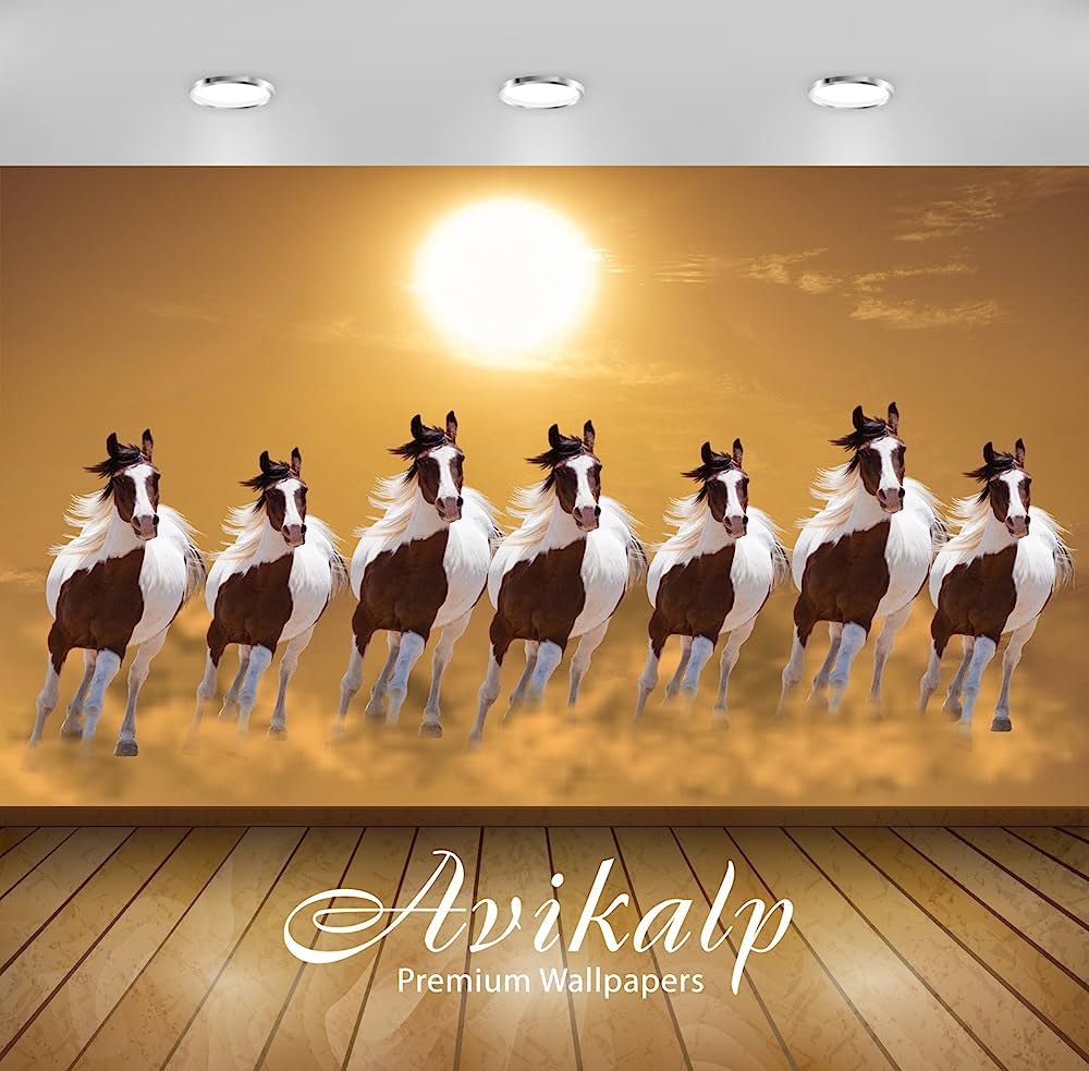 1000x983 Avikalp Exclusive Awi3248 Seven Running Horses vastu 7 Horses Seven Horses vaastu Seven Horse Success Power Progress Prosperity Full HD Wallpaper (304cm x 243cm) : Amazon.in: Home Improvement