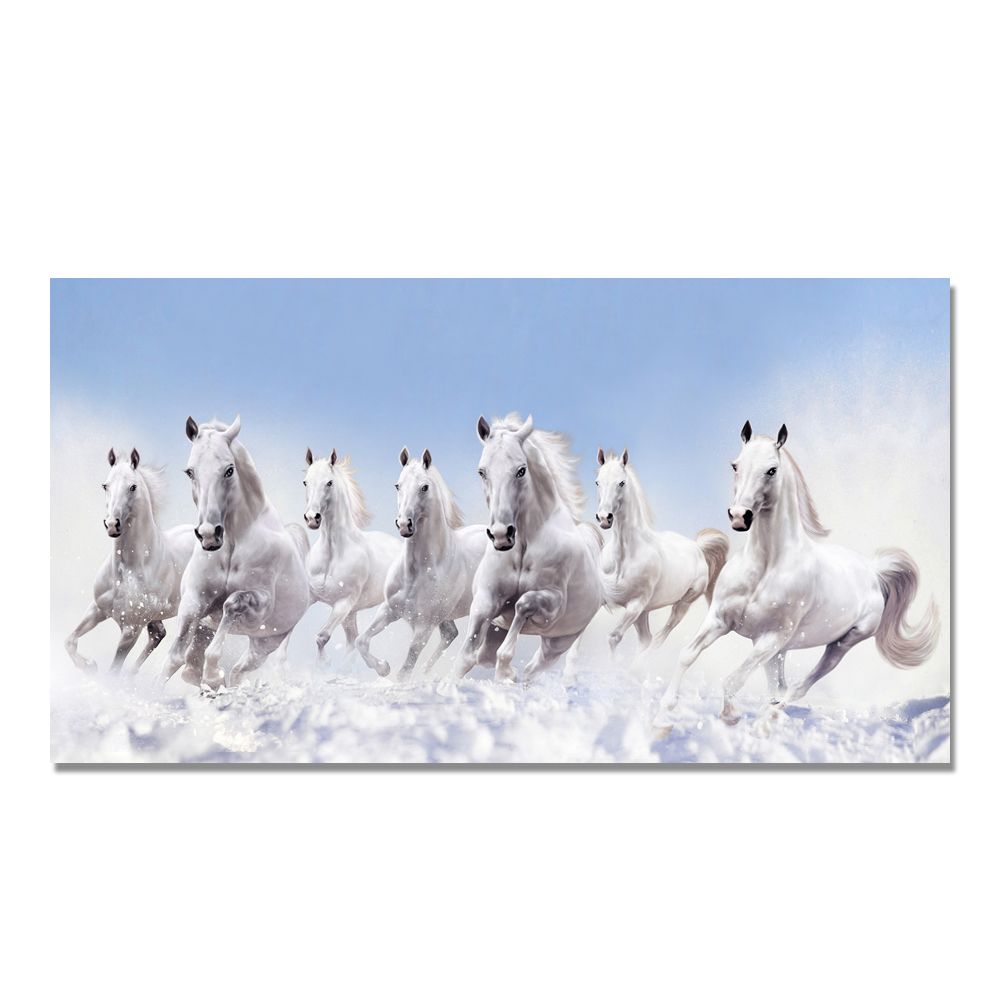 1000x1000 Home Wall Decor Canvas Picture White Horses. White Horse Canvas Art Painting