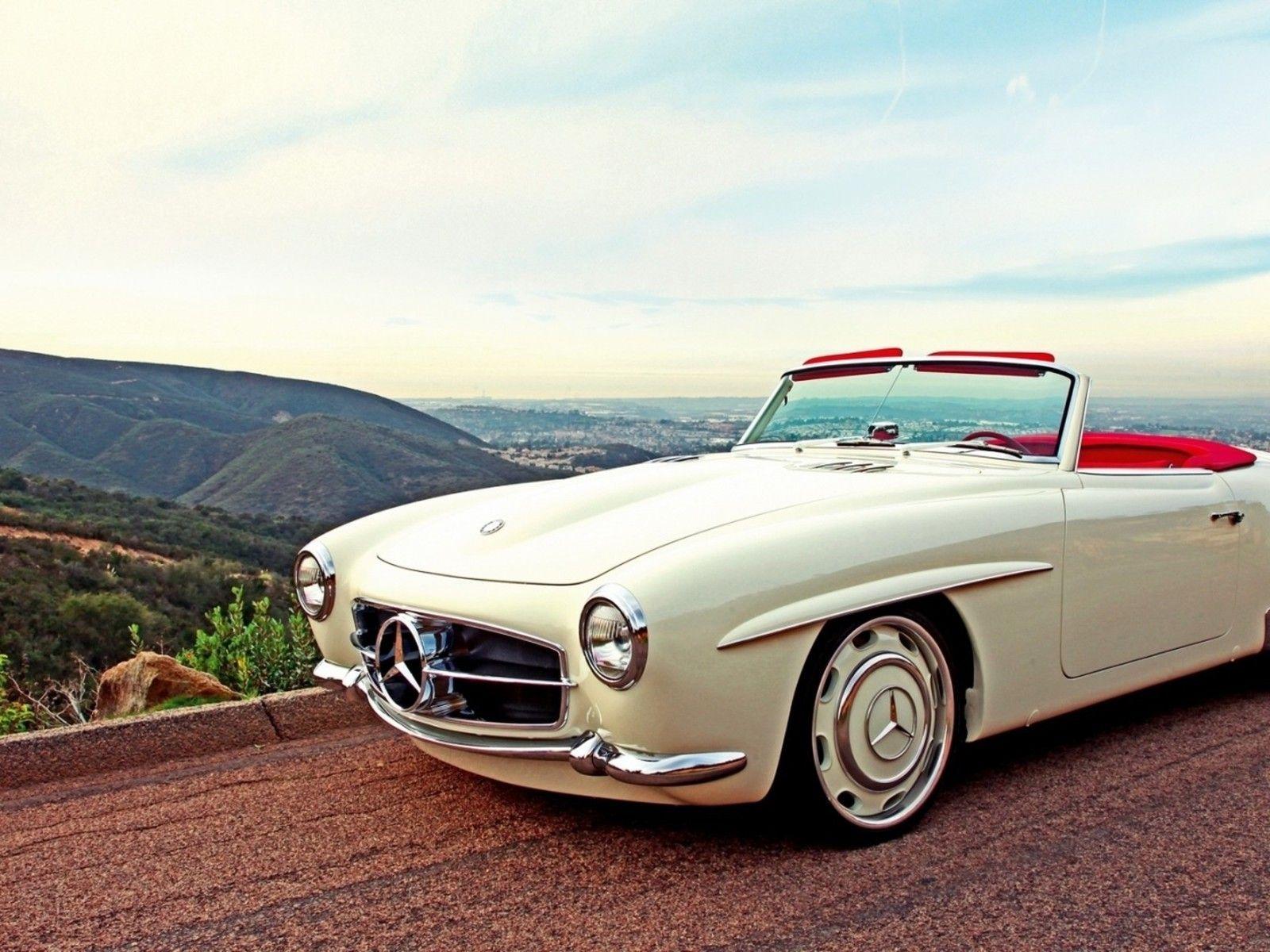 1600x1200 Landscapes Cars Roads White Classic Mercedes Benz Wallpaper