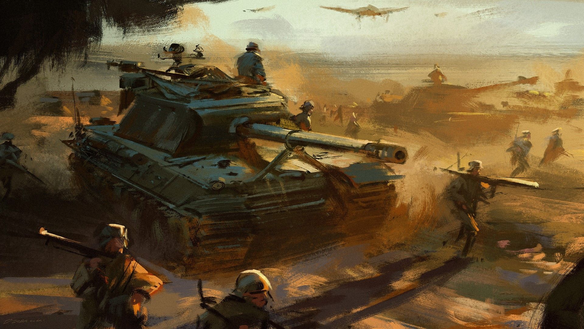 1920x1081 Convoy, Soldiers, Painting Art, SPG Gallery HD Wallpaper