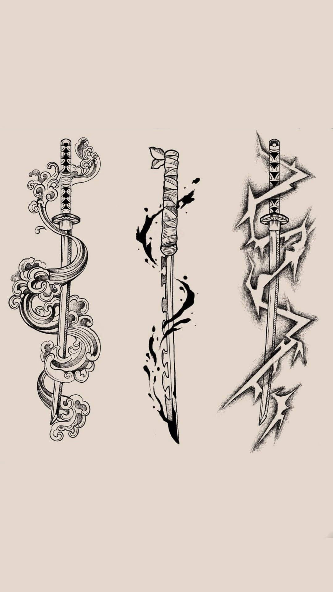 1079x1920 Download Trio Swords Demon Slayer Aesthetic Anime iPhone Wallpaper