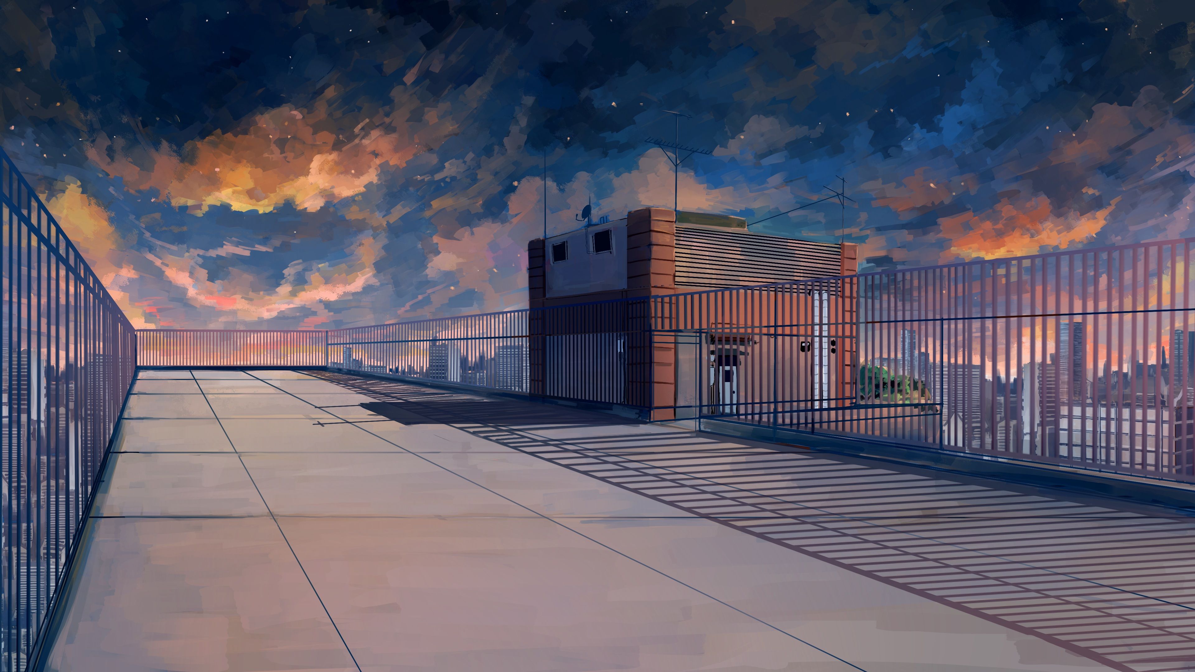 3840x2160 4K Anime Building Wallpaper and Background Image