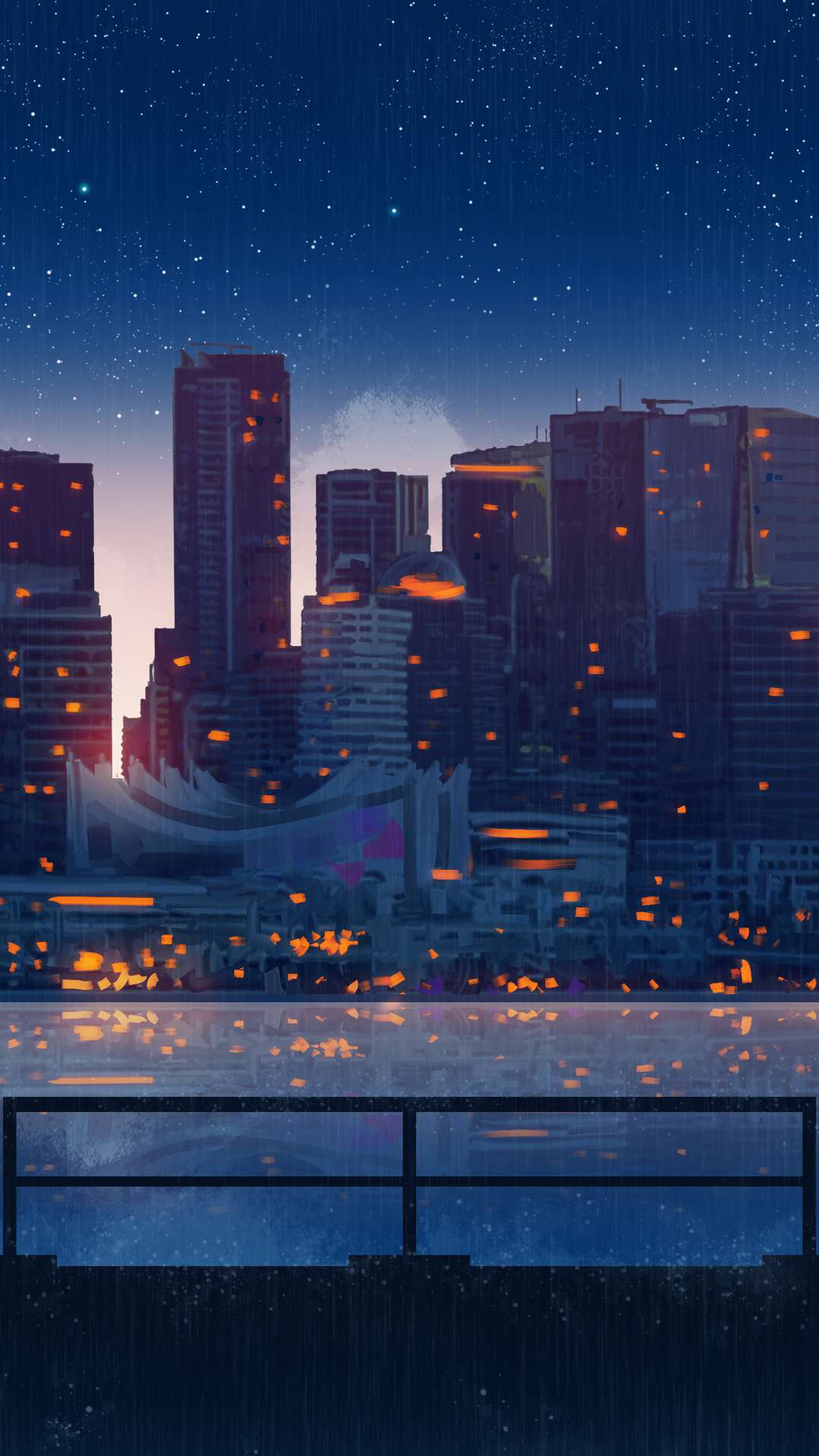 1080x1920 Anime City Wallpaper for iPhone and Android