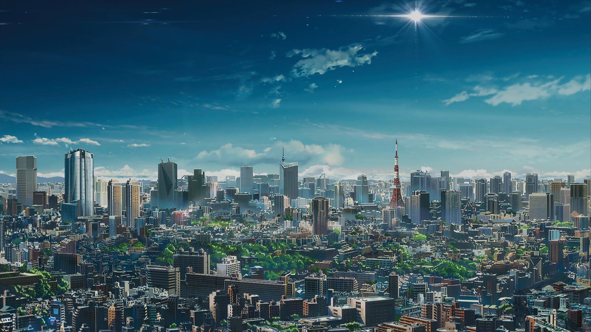 1920x1080 Wallpaper Building, Anime, City