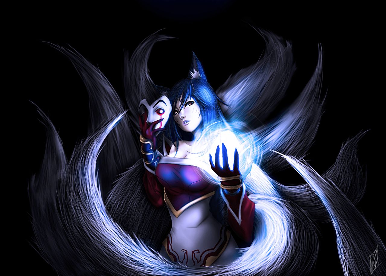 1280x916 Desktop Wallpaper Ahri League of Legends Magic female Games