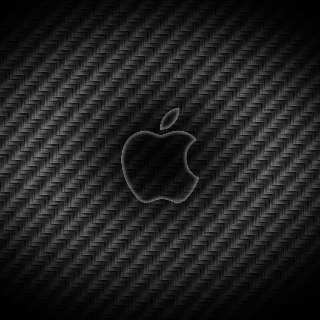 Hình nền iPad 1024x1024 Carbon Fiber Apple Logo